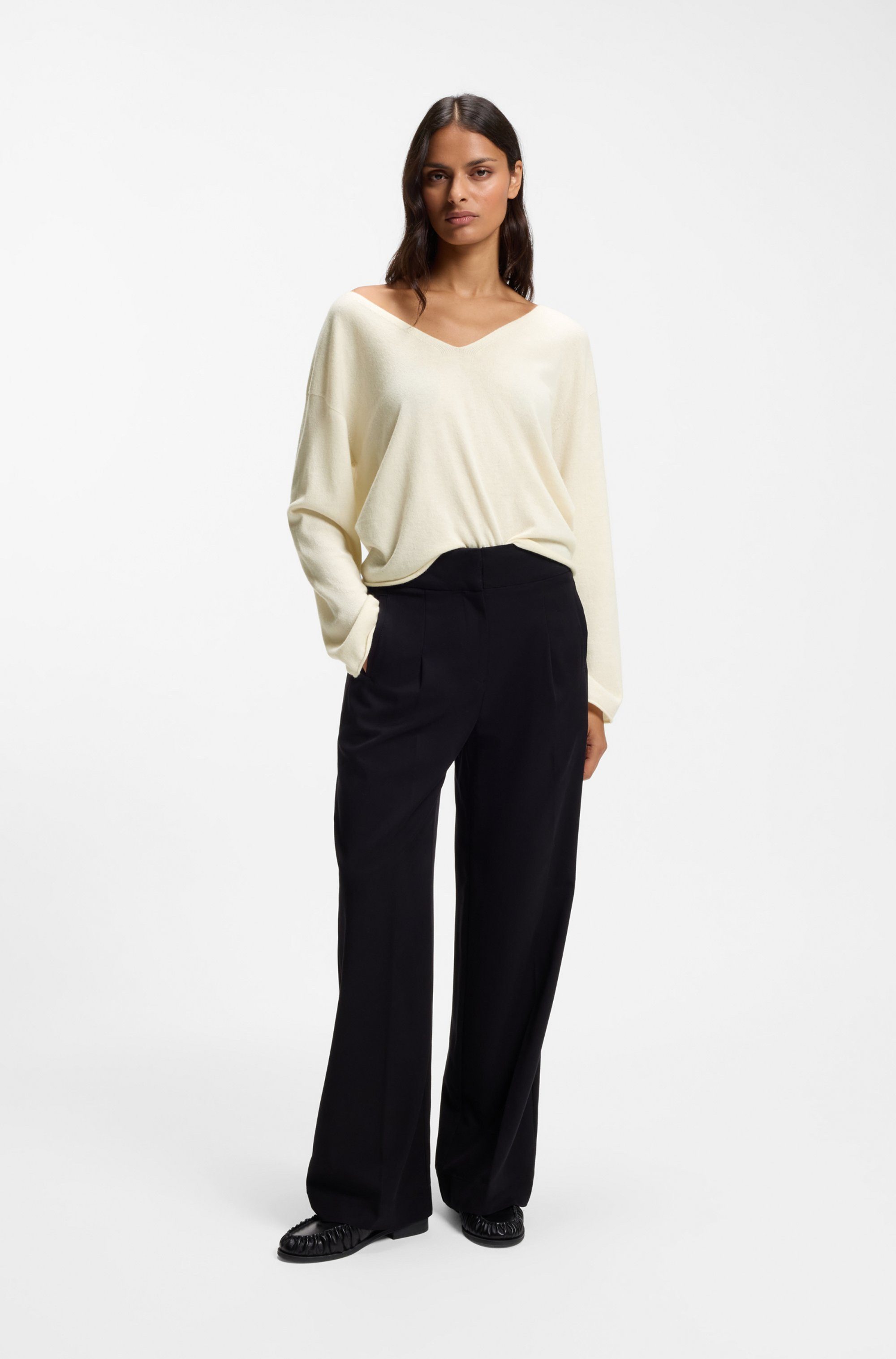 BOSS ORANGE Strickpullover Faprani Premium Damenmode aus einem Kaschmir-Woll-Mix, Relaxed Fit