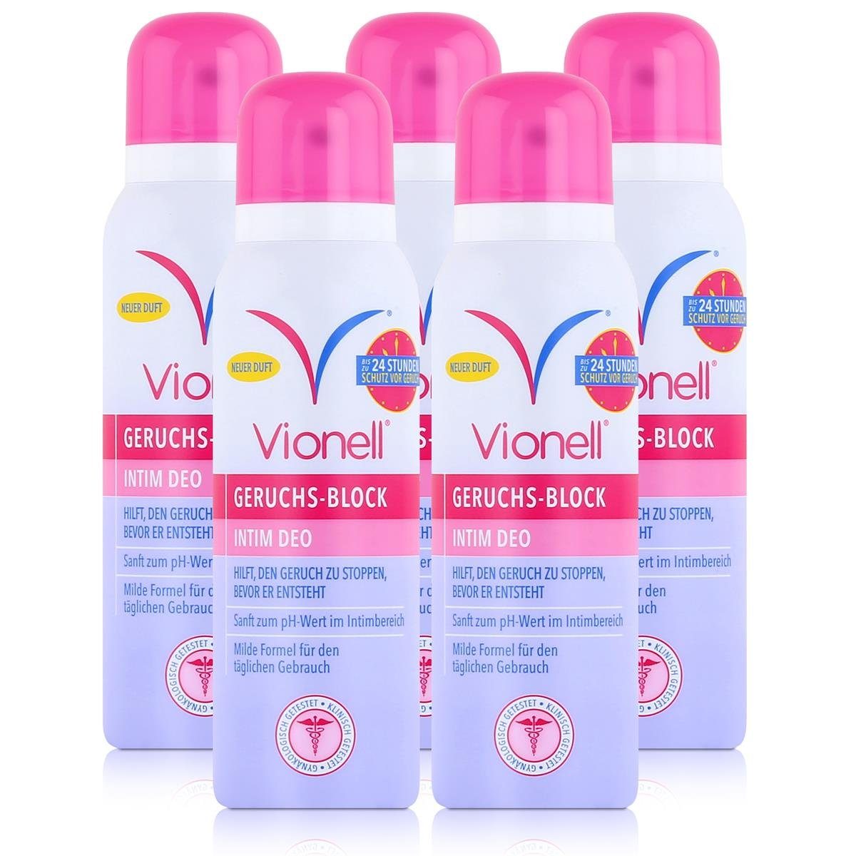 Vionell Deo-Stift Vionell Geruchs-Block Intim Deo 125ml - Sanft im Intimbereich (5er Pac