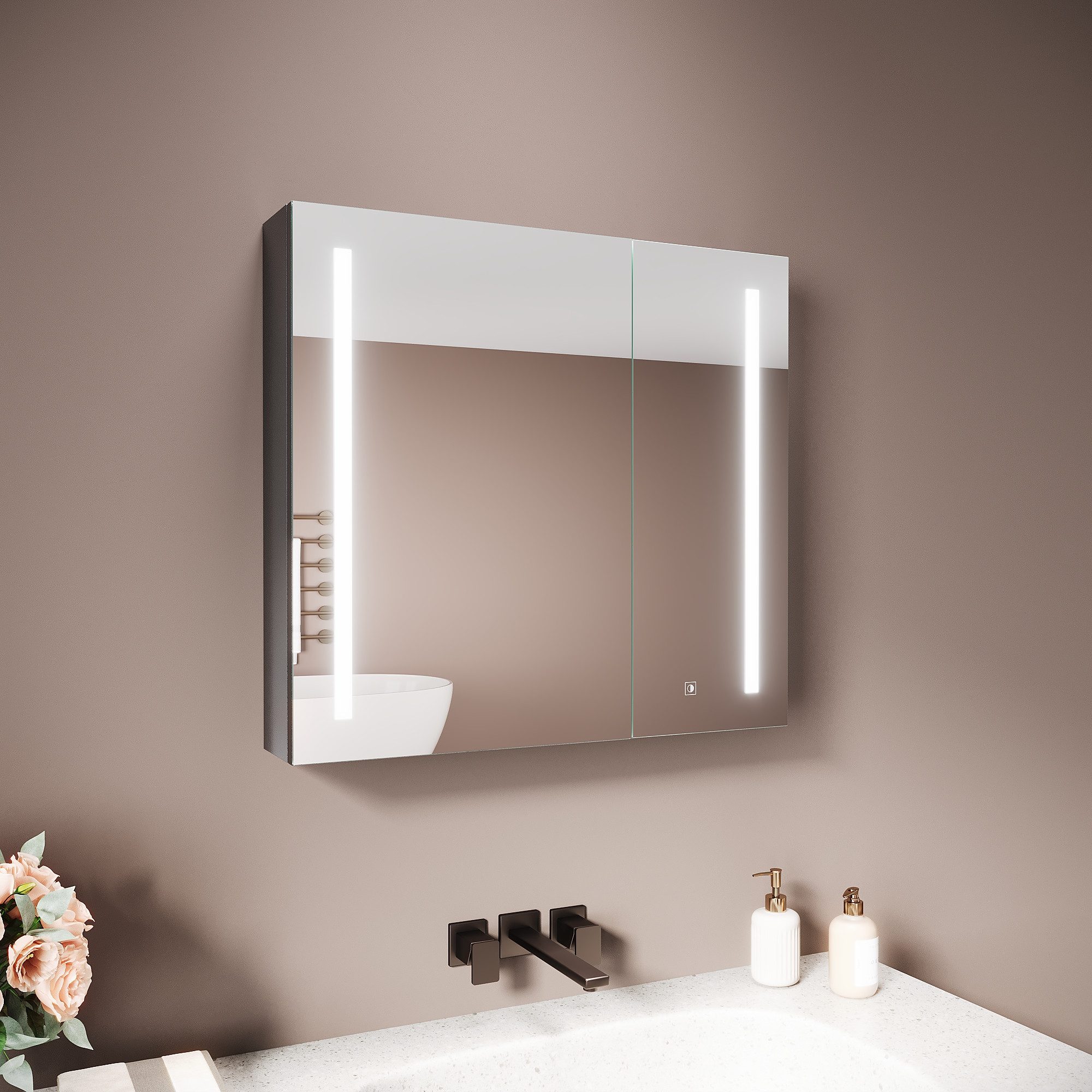 SONNI Spiegelschrank Spiegelschrank Badezimmerschrank mit Beleuchtung mit 3 günstig online kaufen