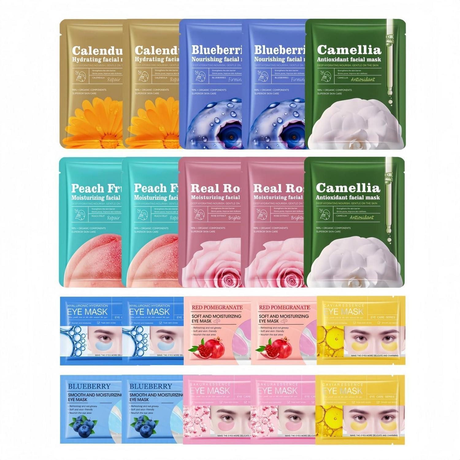 LuxusKollektion Gesichtsmasken-Set Gesichtsmasken & Augenpads Set 20 Stk