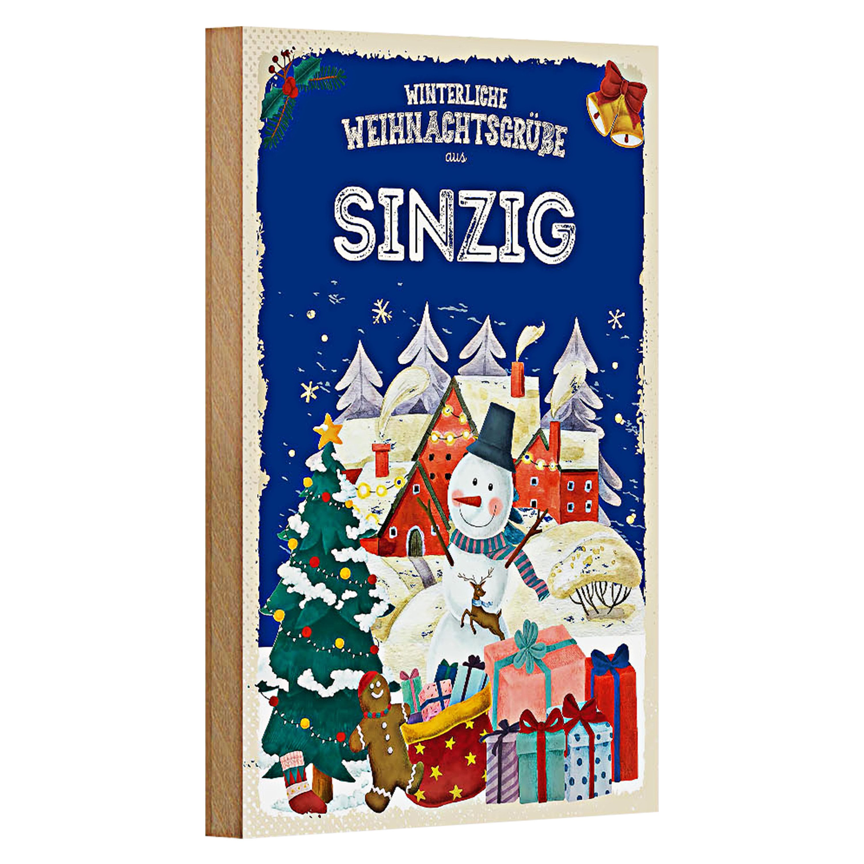 Roomando Holzbild Weihnachtsgrüße aus SINZIG 12x18cm