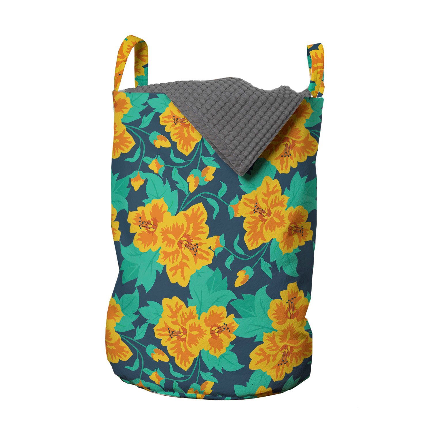 Abakuhaus Wäschesäckchen Wäschekorb mit Griffen Kordelzugverschluss für Waschsalons, Blumen Romantische Sommerliche Blumen