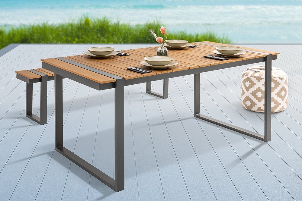 riess-ambiente Gartentisch TAMPA LOUNGE 180cm natur / grau (Einzelartikel, 1-St), wetterfest · Aluminium · Outdoor-Esstisch · Terrasse · Modern Design