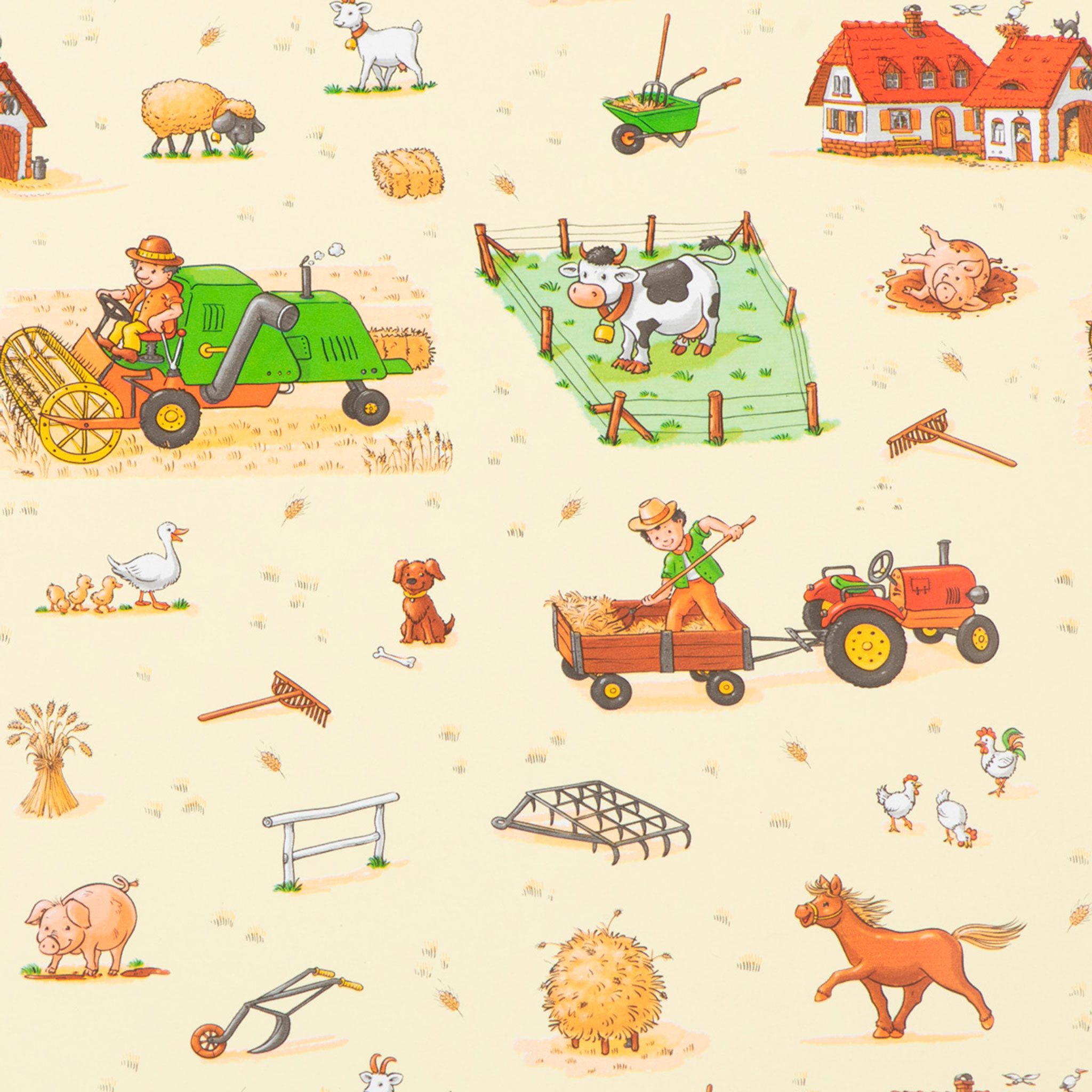 Star Geschenkpapier, Geschenkpapier Bauernhof Tiere 70cm x 2m, Rolle