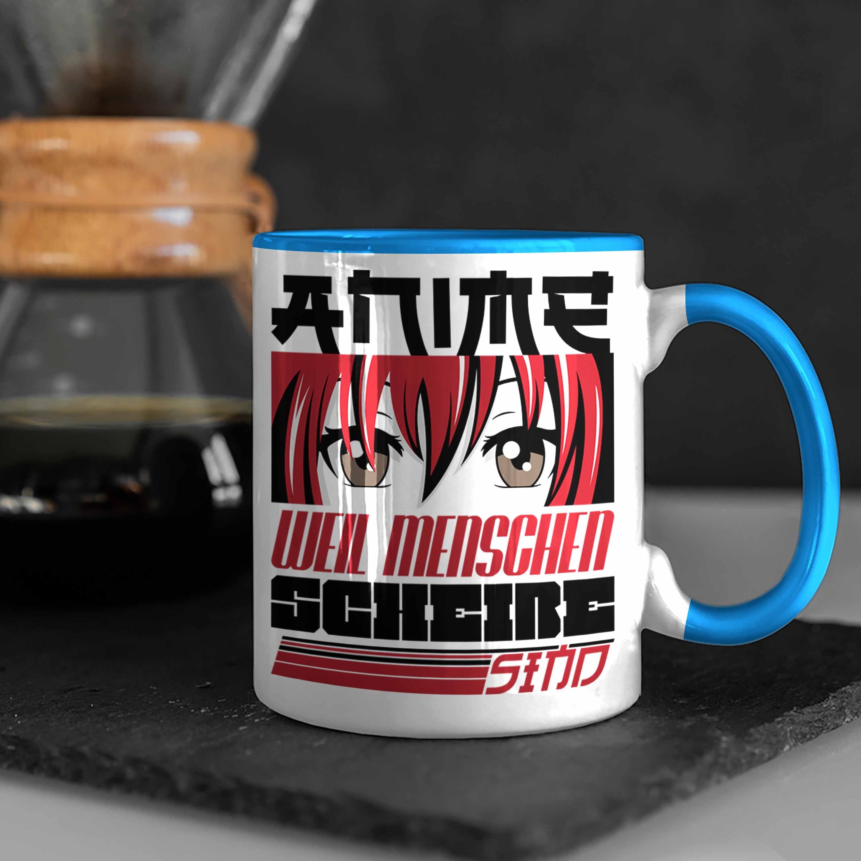 Tasse Geschenk Geschenkidee Tasse Anime Weil Blau Trendation Anime-Liebhaber Anime Menschen