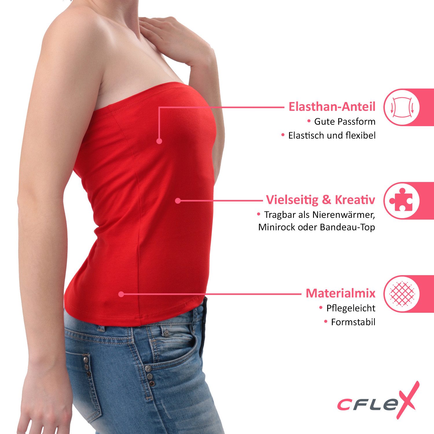 CFLEX Bandeautop Variotube Damen Tube-Oberteil, Shirtverlängerung & Minirock