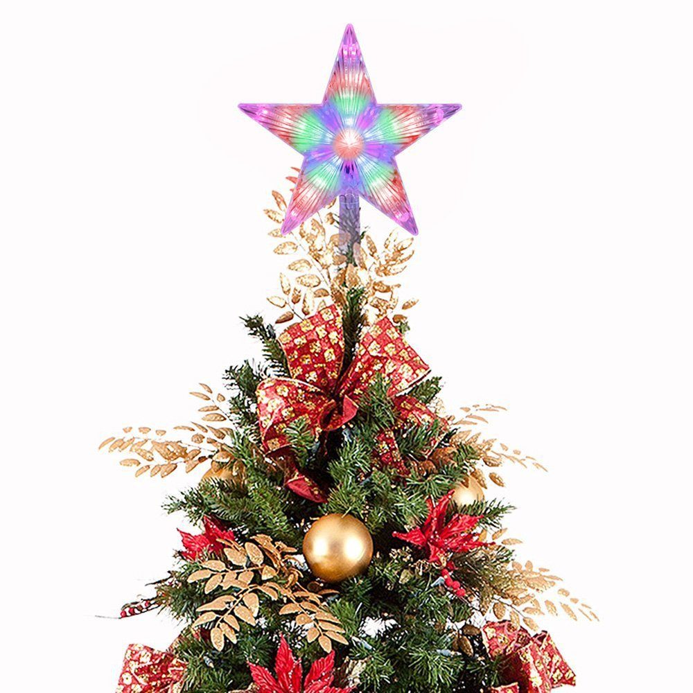 Rosnek Christbaumspitze Starlight, 8 Blinkmodi, Batteriebetrieben, für Weihnachtsdekoration (1-tlg), Sternform | Weihnachtsbaumspitzen