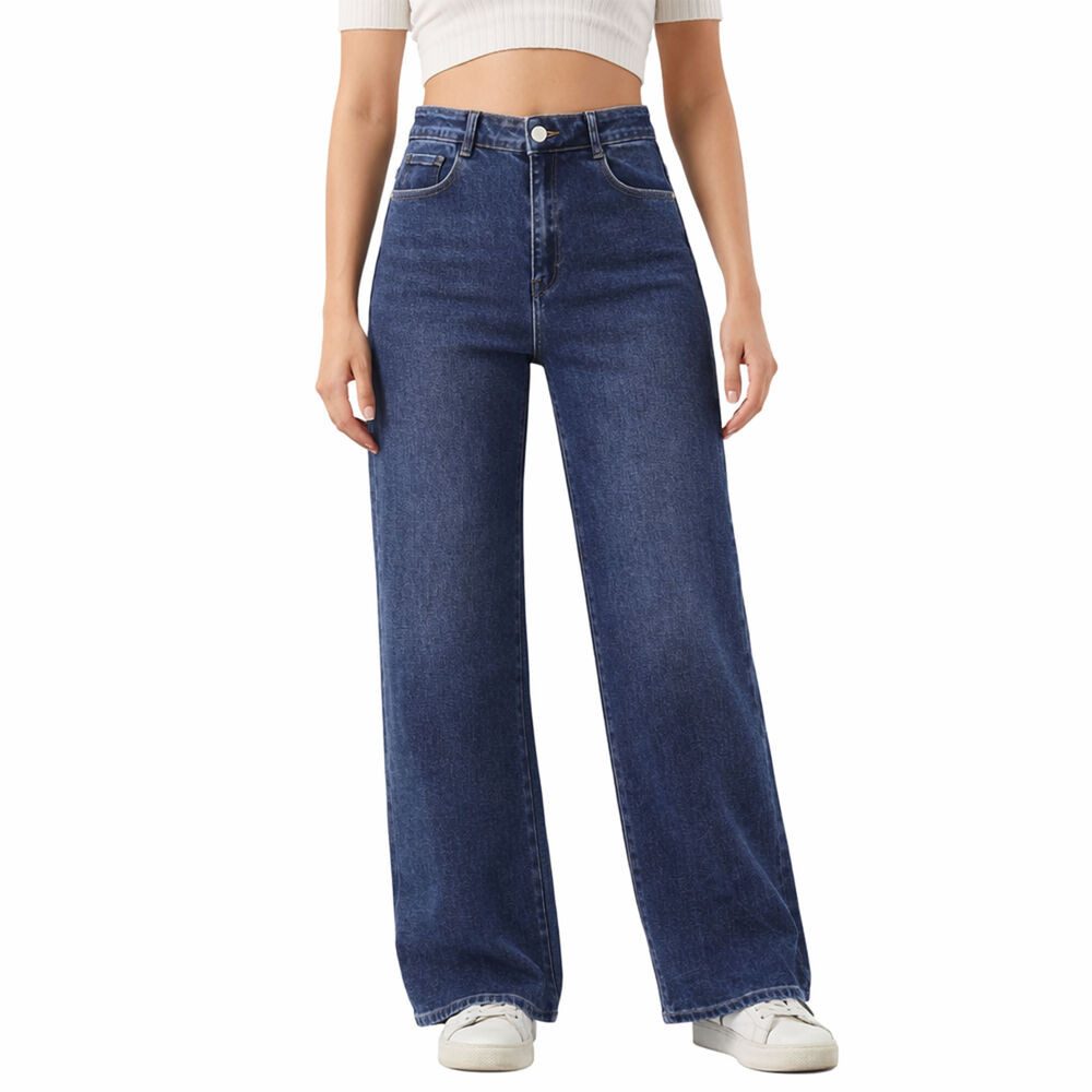 Ital-Design Dad-Jeans Damen Freizeit (91279874) Used-Look Stretch High Waist Jeans in Blau