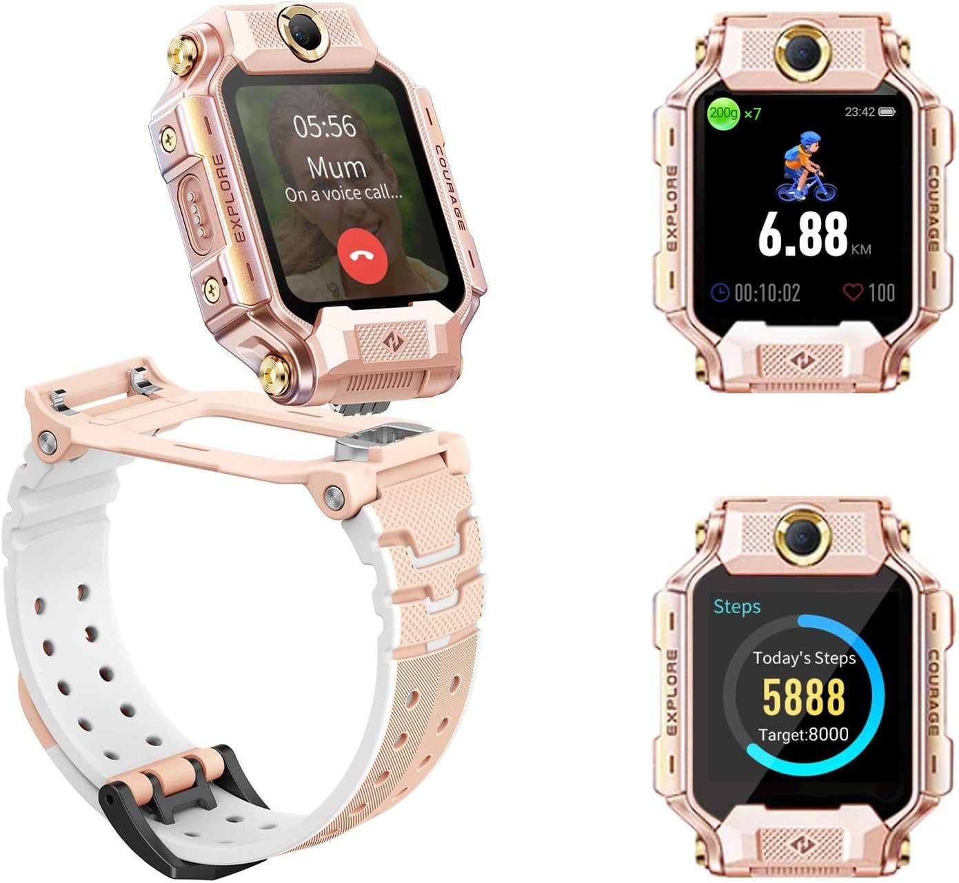 imoo X10 Rose Smartwatch (2,5 cm, sim-karte), Kinder Smartwatch mit Tauchfähigkeit