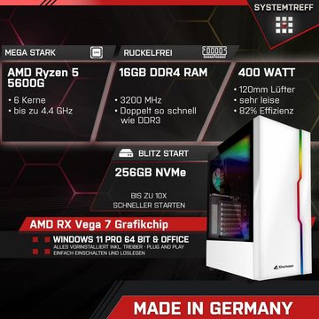 SYSTEMTREFF Basic Gaming-PC (AMD Ryzen 5 5600G, RX Vega 7, 16 GB RAM, 256 GB SSD, Luftkühlung, Windows 11, WLAN)