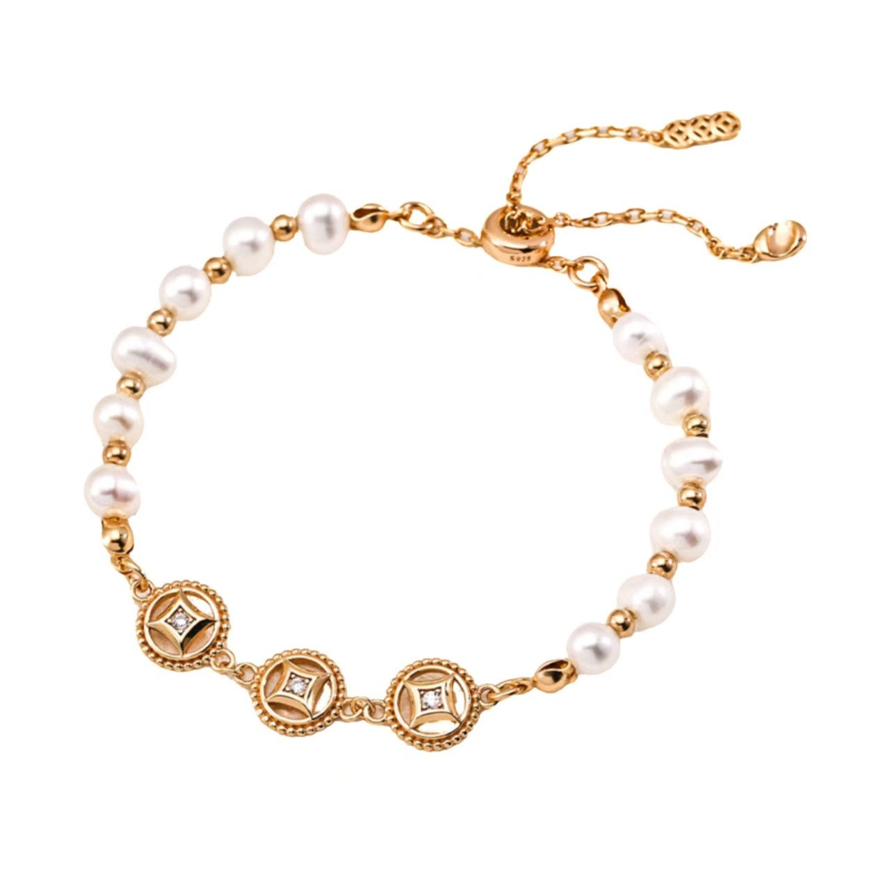 Jumpeak Silberarmband Armband Silber 925 Damen,Armband Damen Perlen,Armband Gold,Bracelet, Armband Damen,18K vergoldet,Konfirmation Geschenk Mädchen,Jahrestag