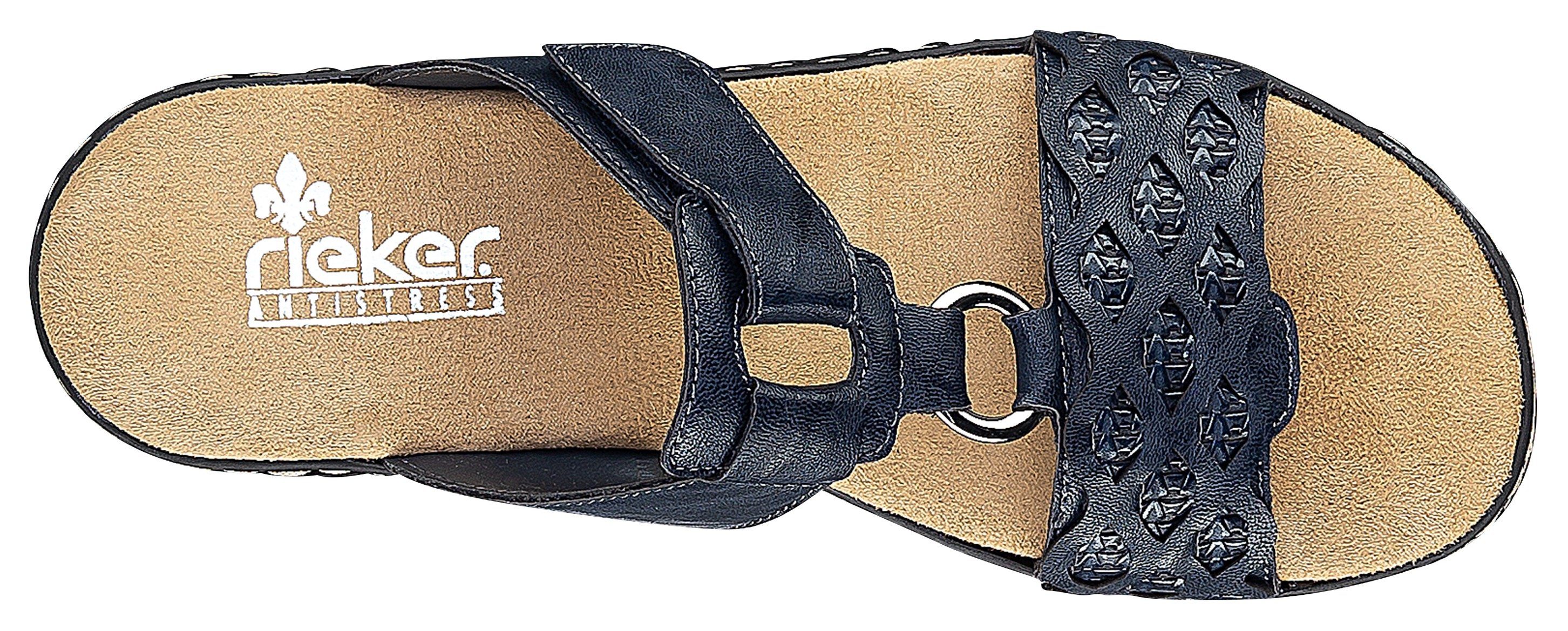 Rieker Pantolette Keilabsatz, Sommerschuh, Schlappen mit Riemchen in Flechtoptik