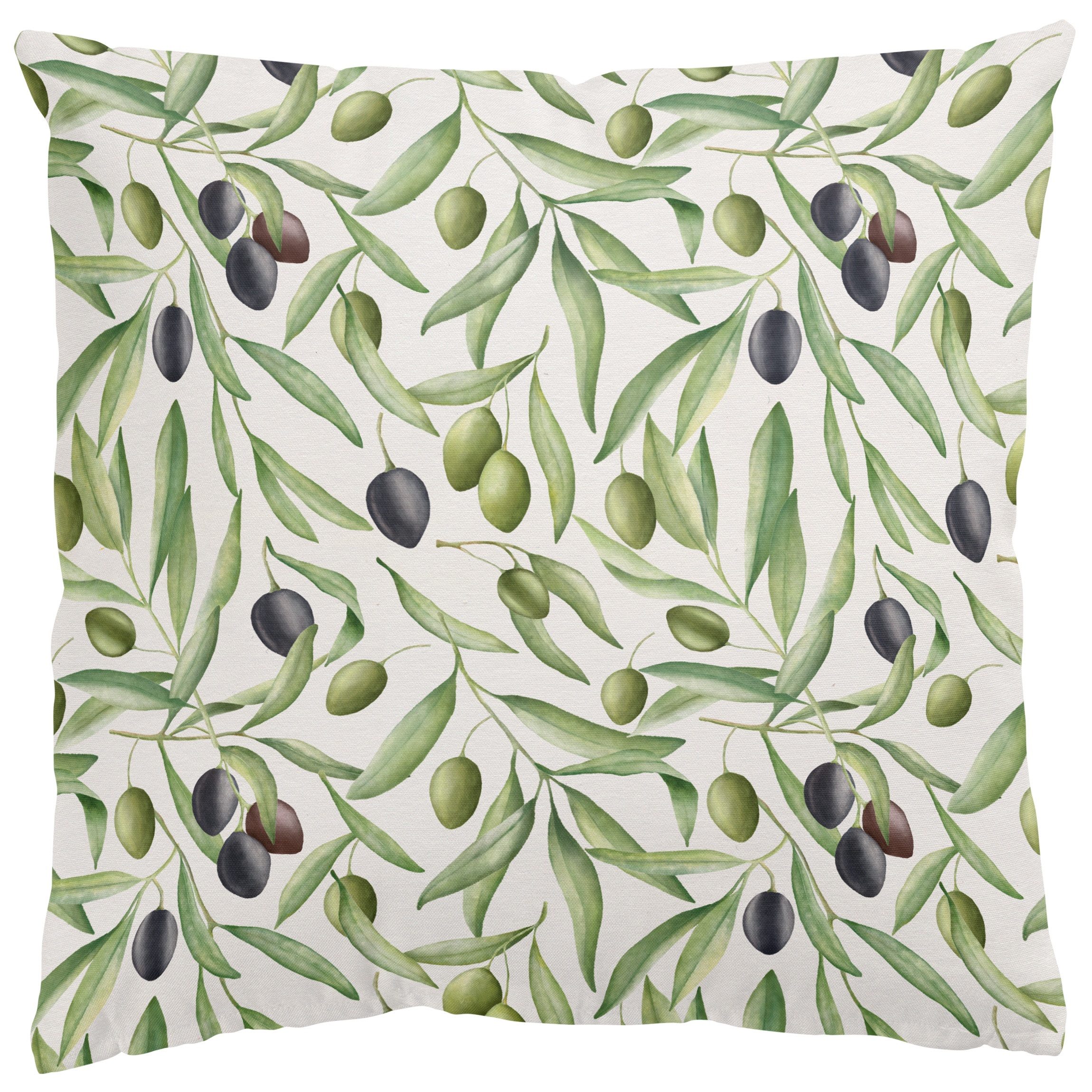 Bilderdepot24 Dekokissen drinnen / draußen Kissenhülle grün Muster, Bezug Aquarell mit / ohne Füllung Zierkissen Outdoor Sofa Bett