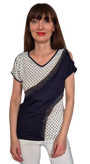 Estefania for woman Kurzarmshirt 190-1236, mit Punkten und offenen Schulter günstig online kaufen