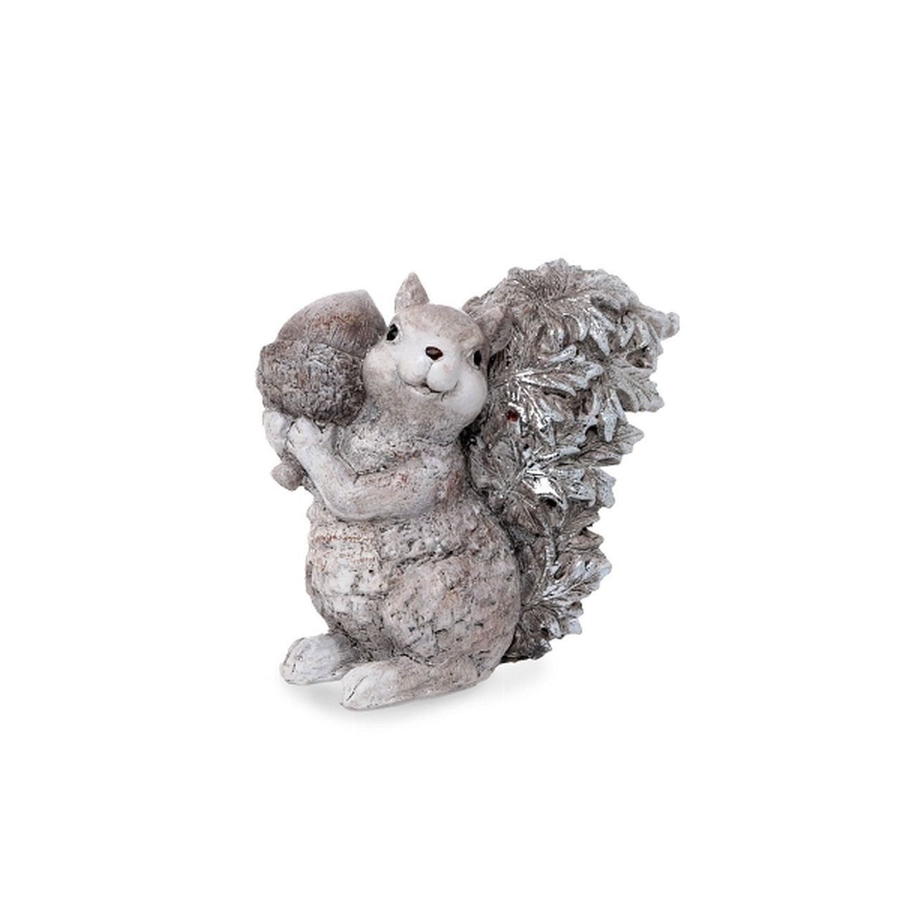 Dragimex Dekofigur Eichhörnchen Dekofigur – Beige Gold Silber – Polyresin – 11 cm