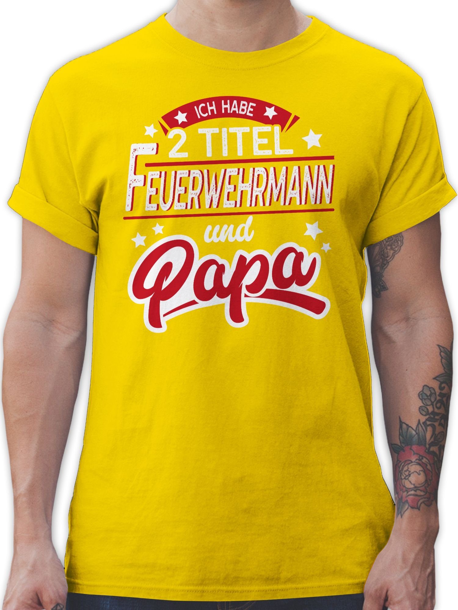 Shirtracer T-Shirt Papa und Feuerwehrmann Papa 3 Gelb für Geschenk Vatertag