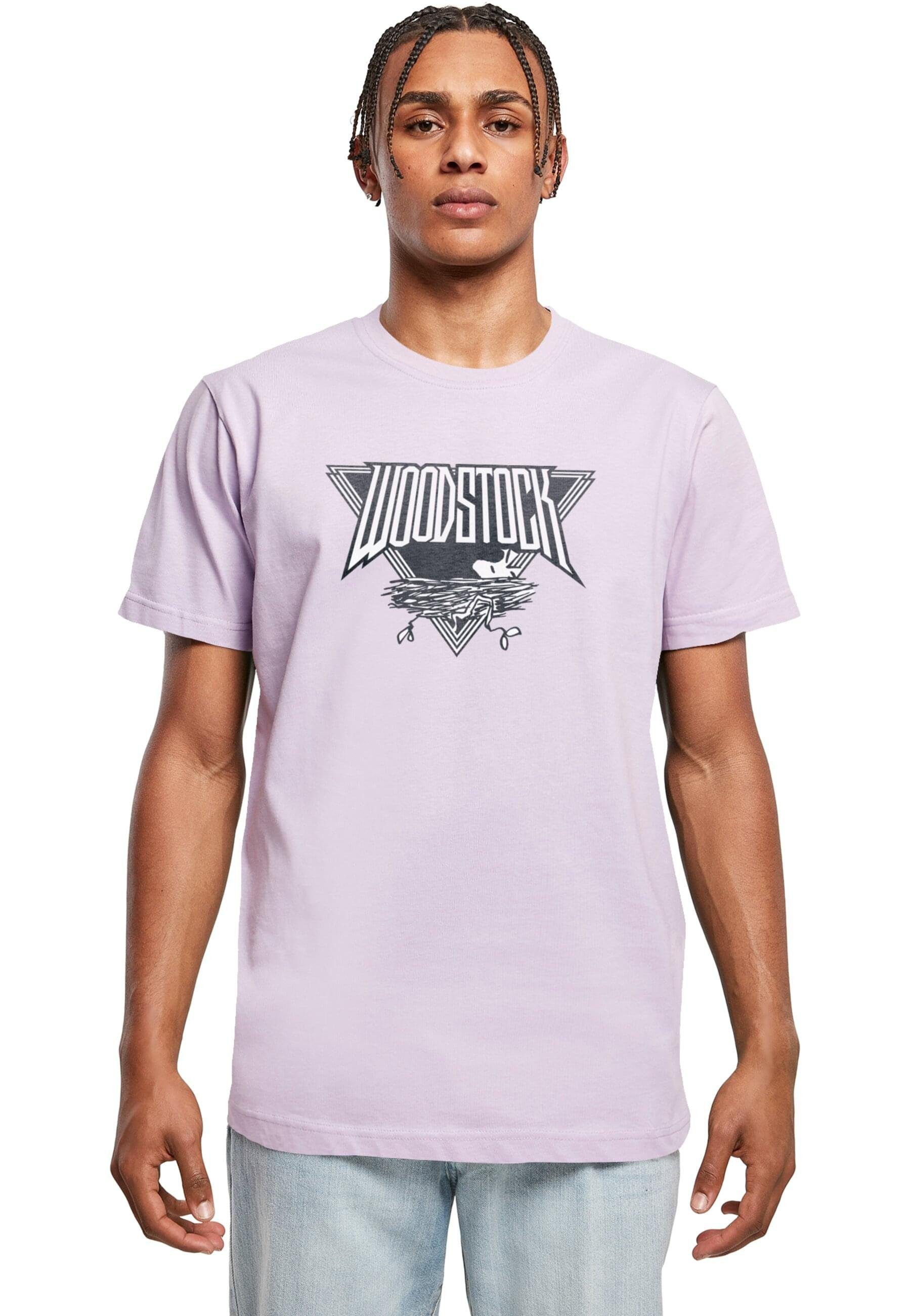 Herren Neck T-Shirt Woodstock Round lilac Peanuts (1-tlg) - T-Shirt Merchcode