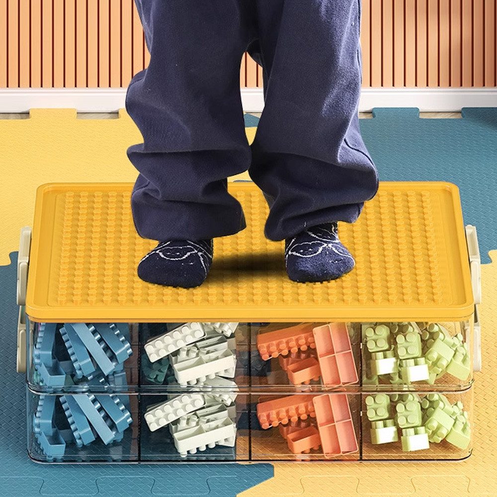 POPOLIC Aufbewahrungsbox Transparente dreilagige Spielzeug-Aufbewahrungsbox mit Griff – Bild 4 von 5