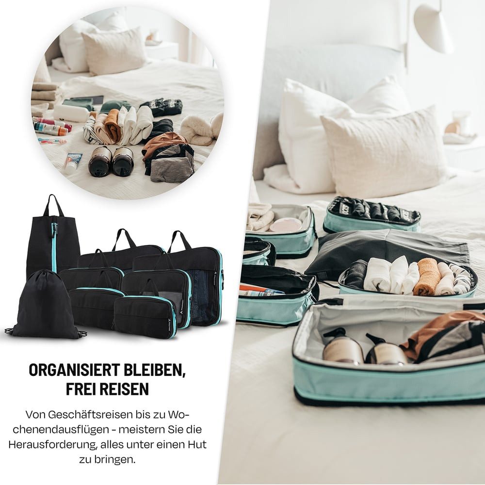 Atacama Packsack Daypack Packsack mit Sichtfenster 8er-Set (8-tlg), Packtaschen mit Kompression für Rucksack Koffer Dual-Taschen