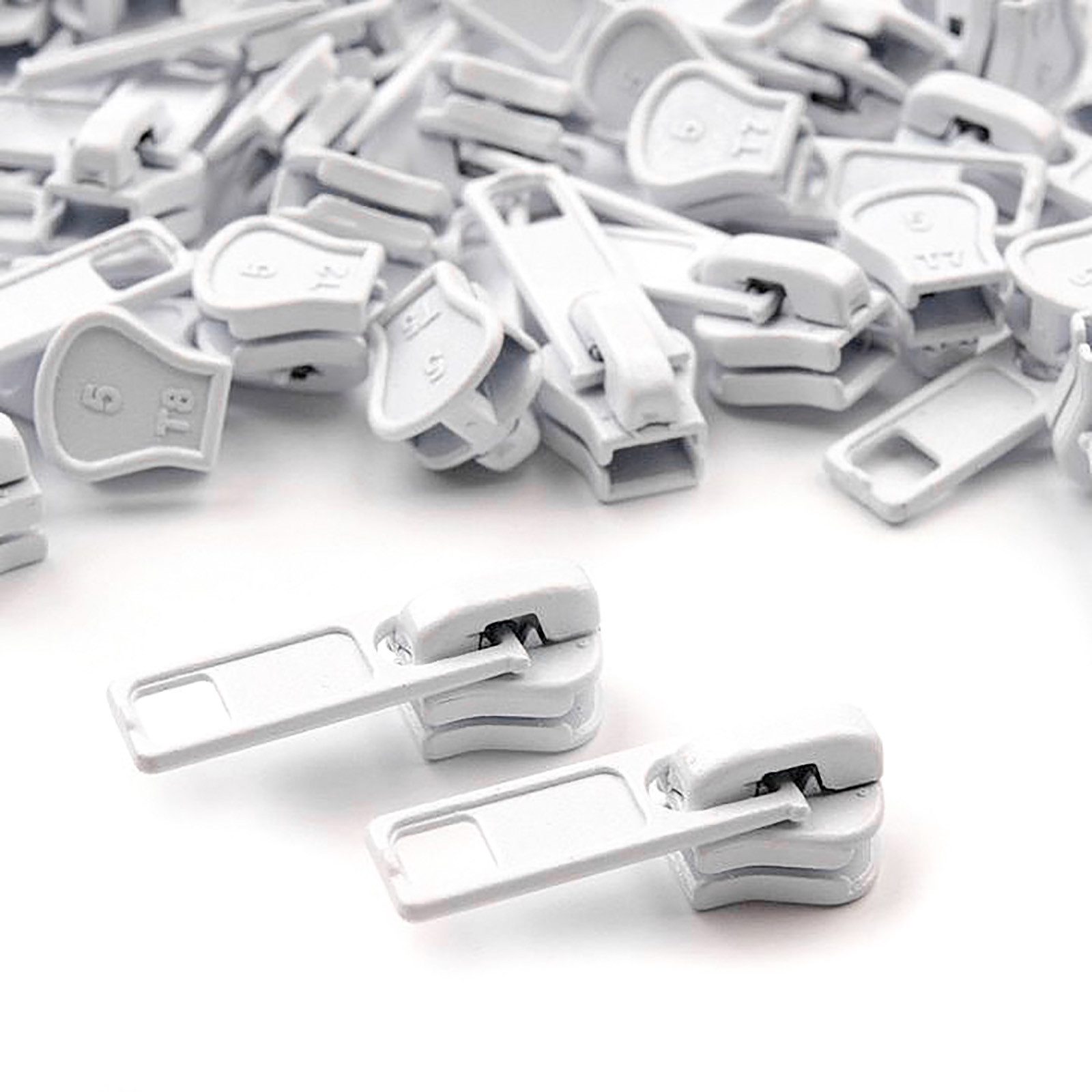 maDDma Reißverschluss 10 Zipper für Profil-Reißverschlüsse, 5mm, freie Farbwahl, weiß