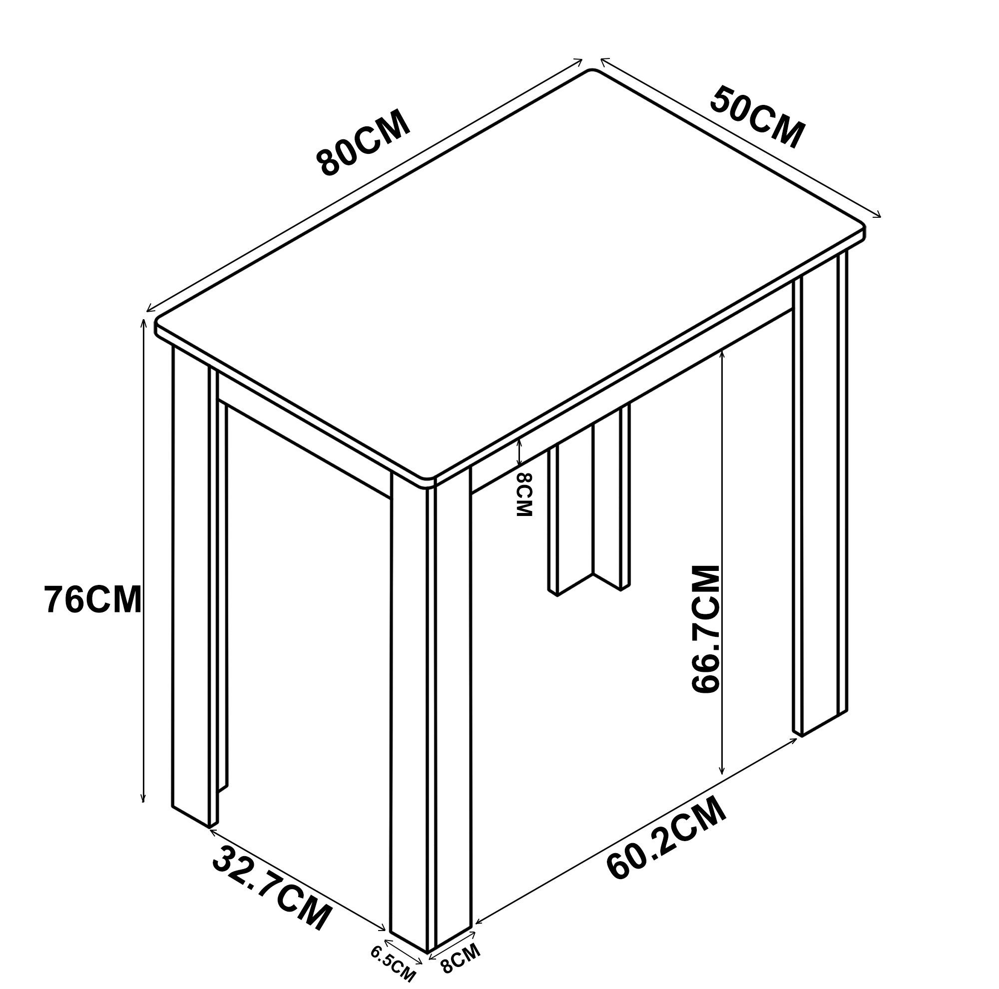 VCM Esstisch Esal Küchentisch 4 Plätze B. 80 x T. 50 x H. 76 cm, Esszimmermöbel für kleine Räume, Küche oder Esszimmer, Holzwerkstoff – Bild 3 von 3