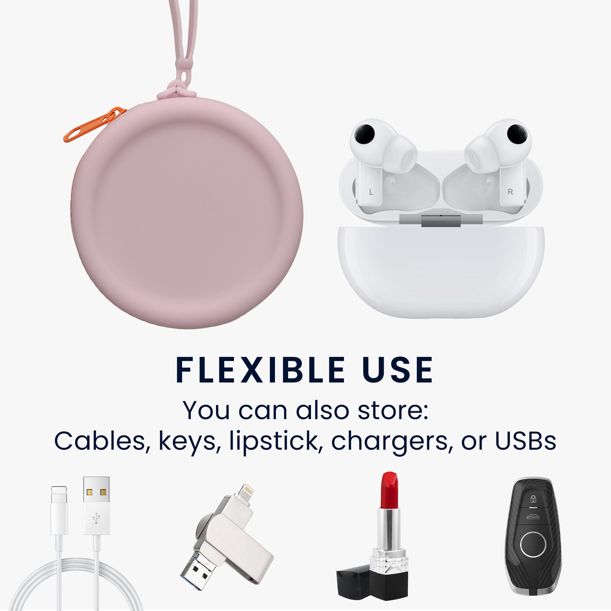 kwmobile Kopfhörer-Schutzhülle In-Ear Kopfhörer Case für in-ear Headphones Hülle, Headphones Schutzhülle aus Silikon - 7 x 7 cm Innenmaße