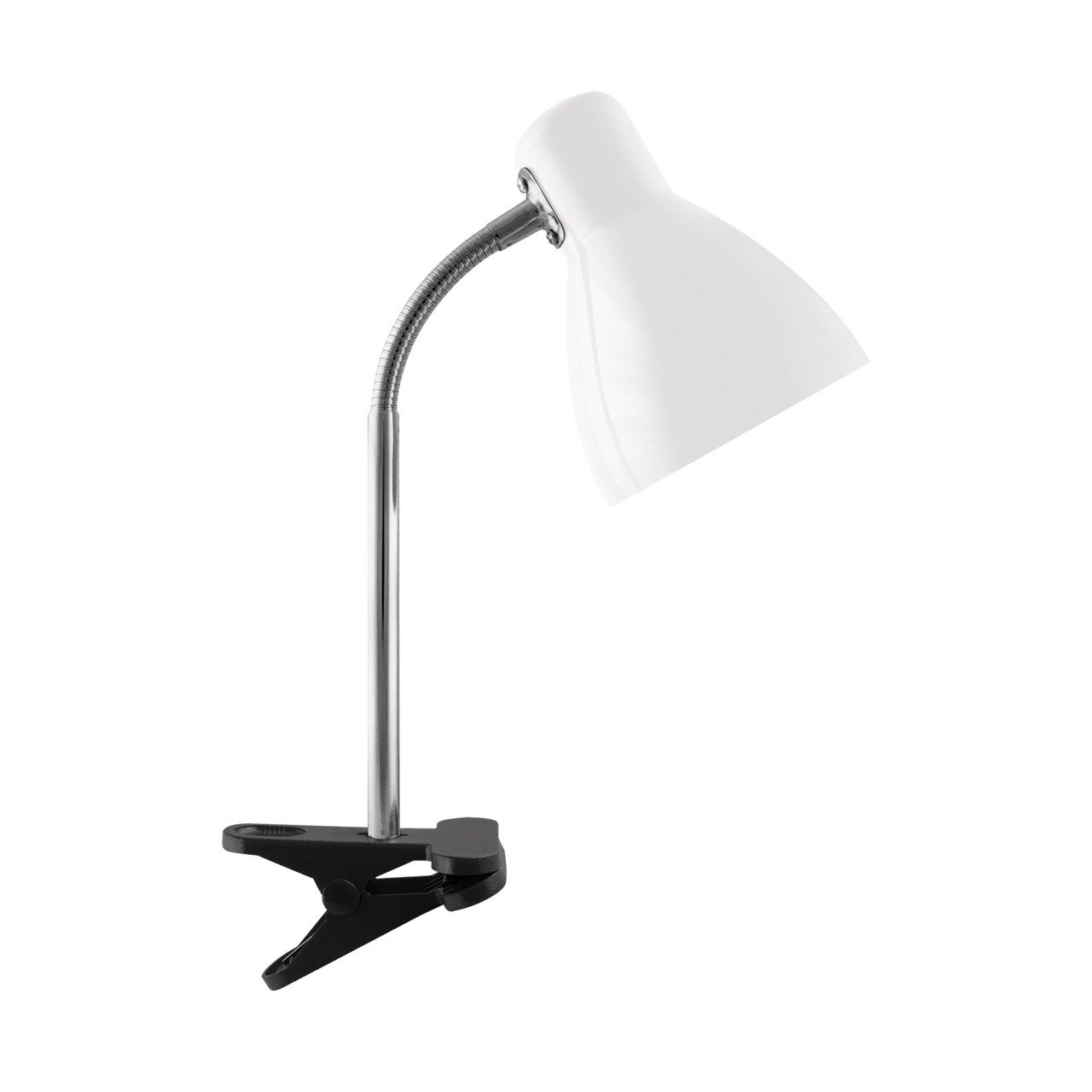 Licht-Erlebnisse Tischleuchte KARIN, ohne Leuchtmittel, Edelstahl Flexarm 36 cm Klemmleuchte Weiß Schwarz E27