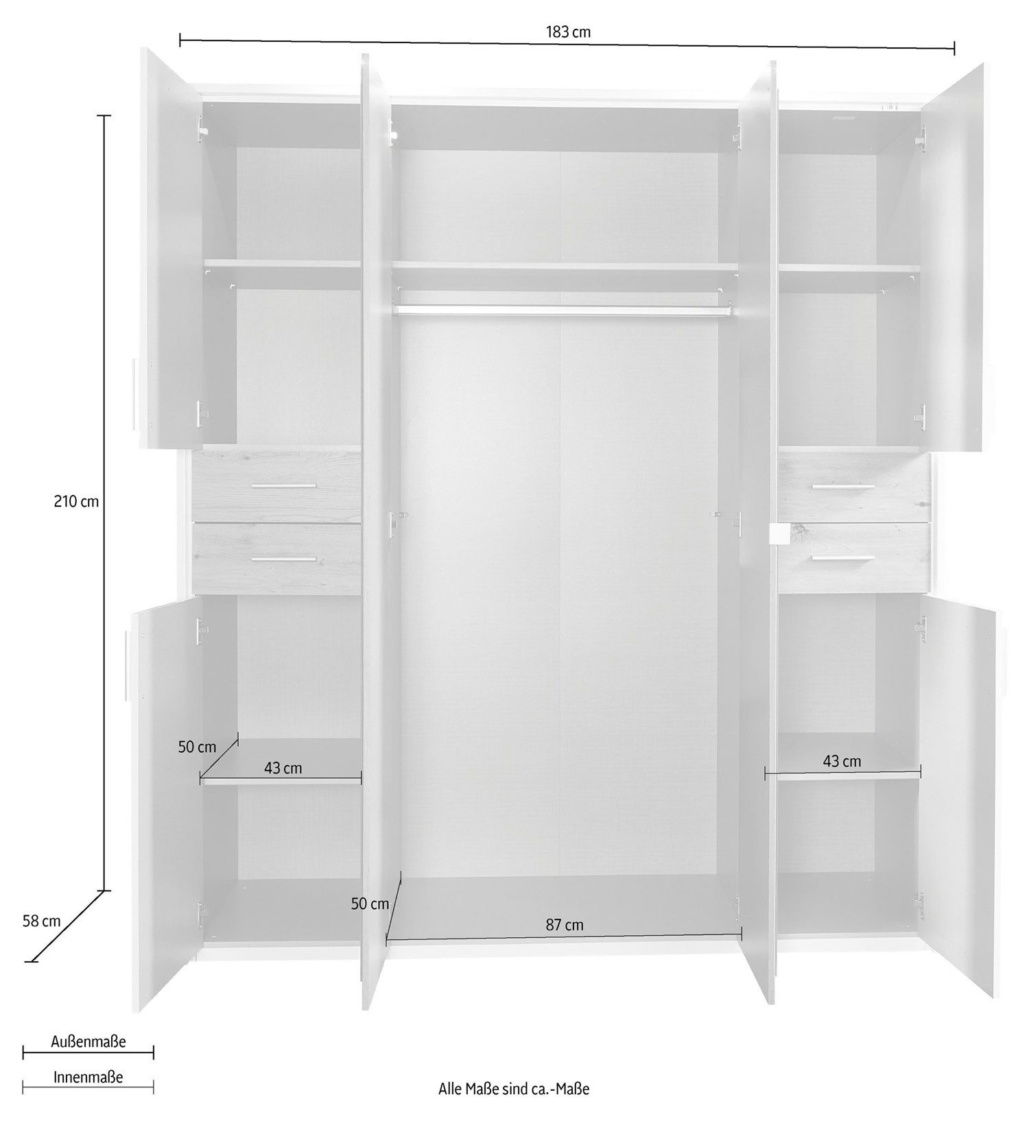 Wimex Kleiderschrank Vegas (mit Türen, mit günstig online kaufen
