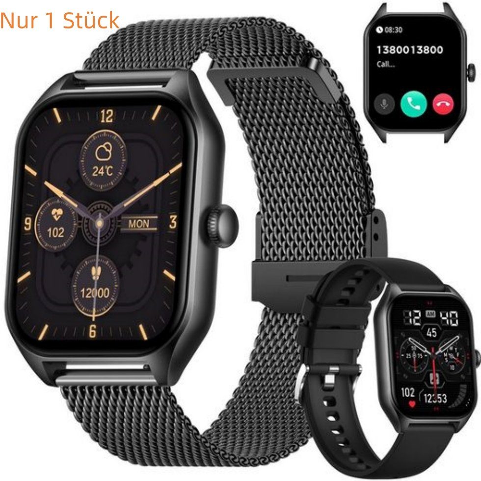 REDOM Damen Herren Smart Watch Sportuhr Armbanduhr Fitness Uhr Uhren Tracker Smartwatch (1,85 Zoll) Sportuhr mit 50 Sportmodi, Austauschbare Armbänder, Touchscreen, für iOS/Android, mit Anrufe Pulsmesser Schrittzähler Schlafmonitor Aktivitätstracker