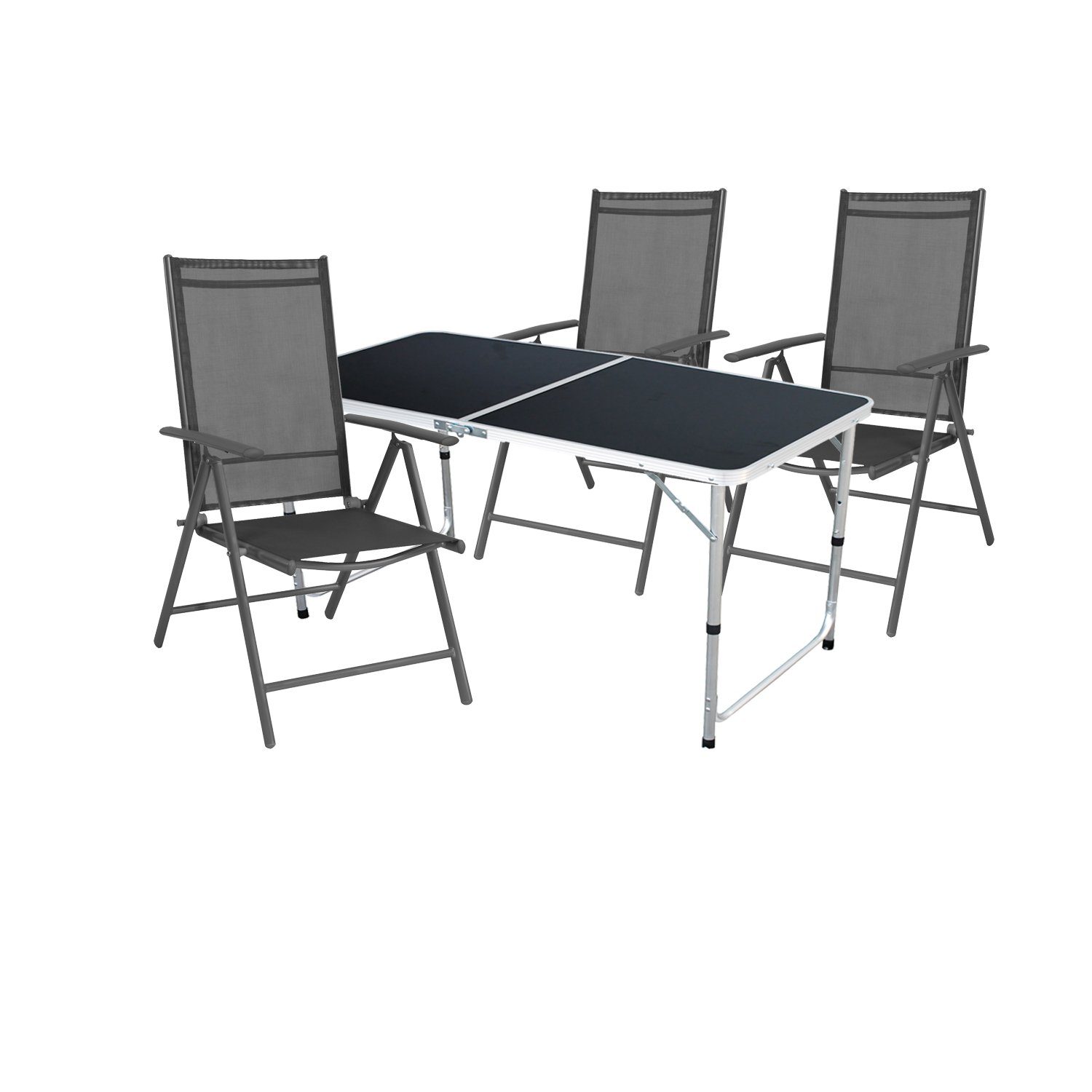 Mojawo Essgruppe Outdoor Camping Sitzgarnitur schwarz 4-teilig