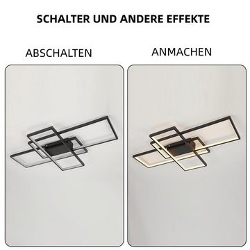 LETGOSPT Deckenleuchte 60W LED Deckenleuchte Dimmbar Modern Deckenlampe Wohnzimmerlampe, LED fest integriert, Kaltweiß, Naturweiß, Warmweiß, Geometrisch Wandlampe Multifunktional Deckenbeleuchtung, 90x50x5.5cm