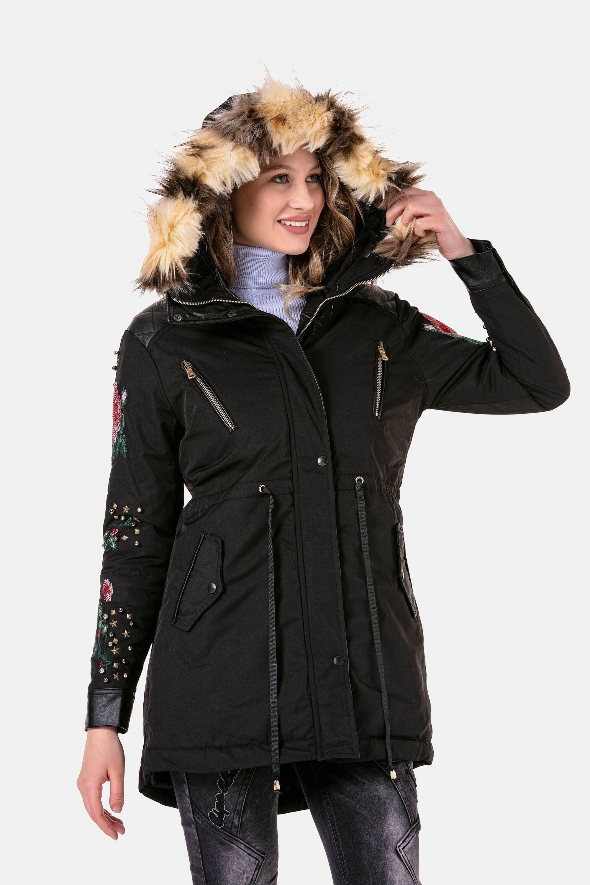 Cipo & Baxx Parka Jacken mit Kunstleder und Nieten, WJ-136