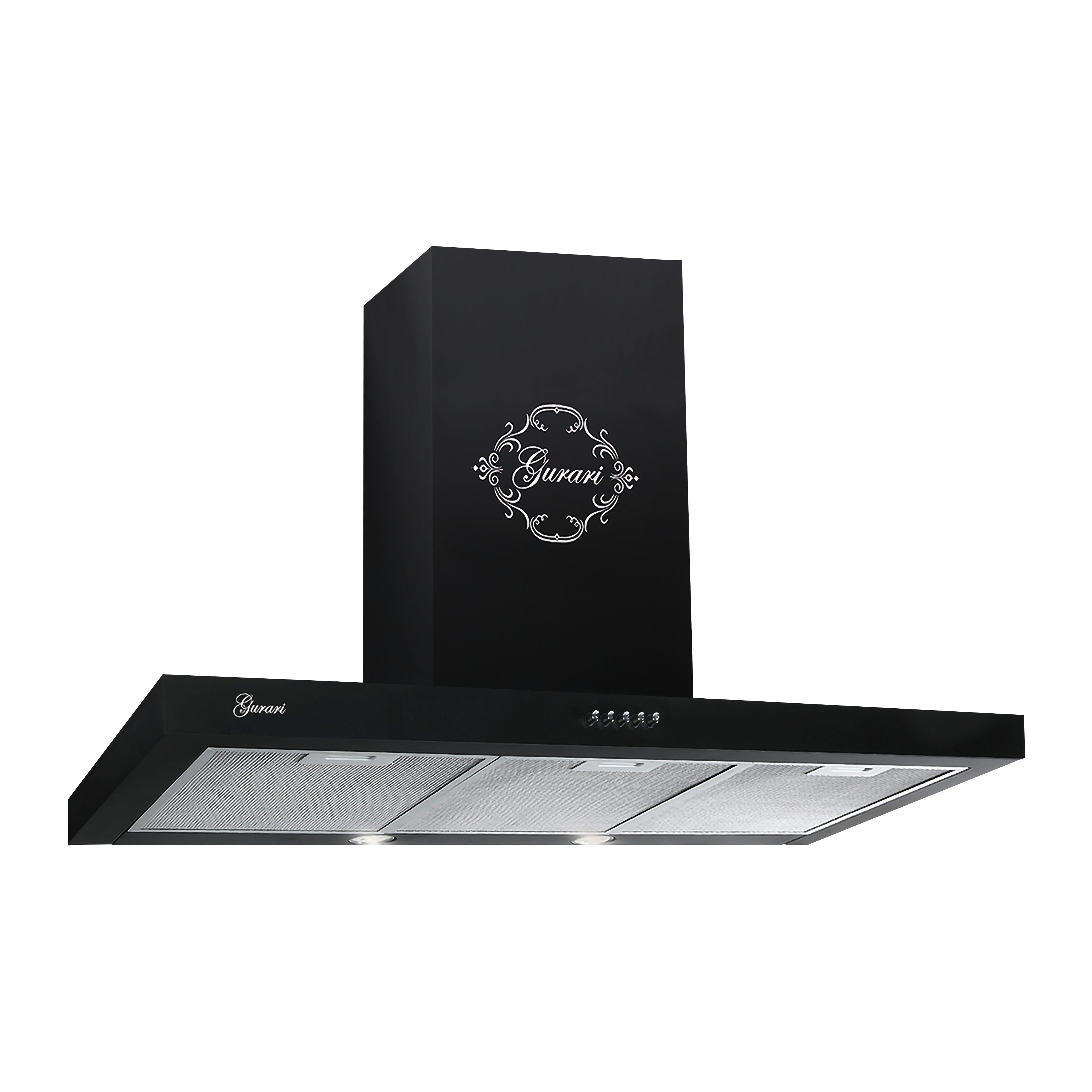 GURARI Wandhaube GCH F 461 N Dunstabzugshaube Wandhaube Motor 1000m³/h GCH F 461 N Dunstabzugshaube Wandhaube Motor 1000m³/h, Dunstabzugshaube 90 cm, schwarz, 1000m³/h, Abzugshaube 3 Stufen