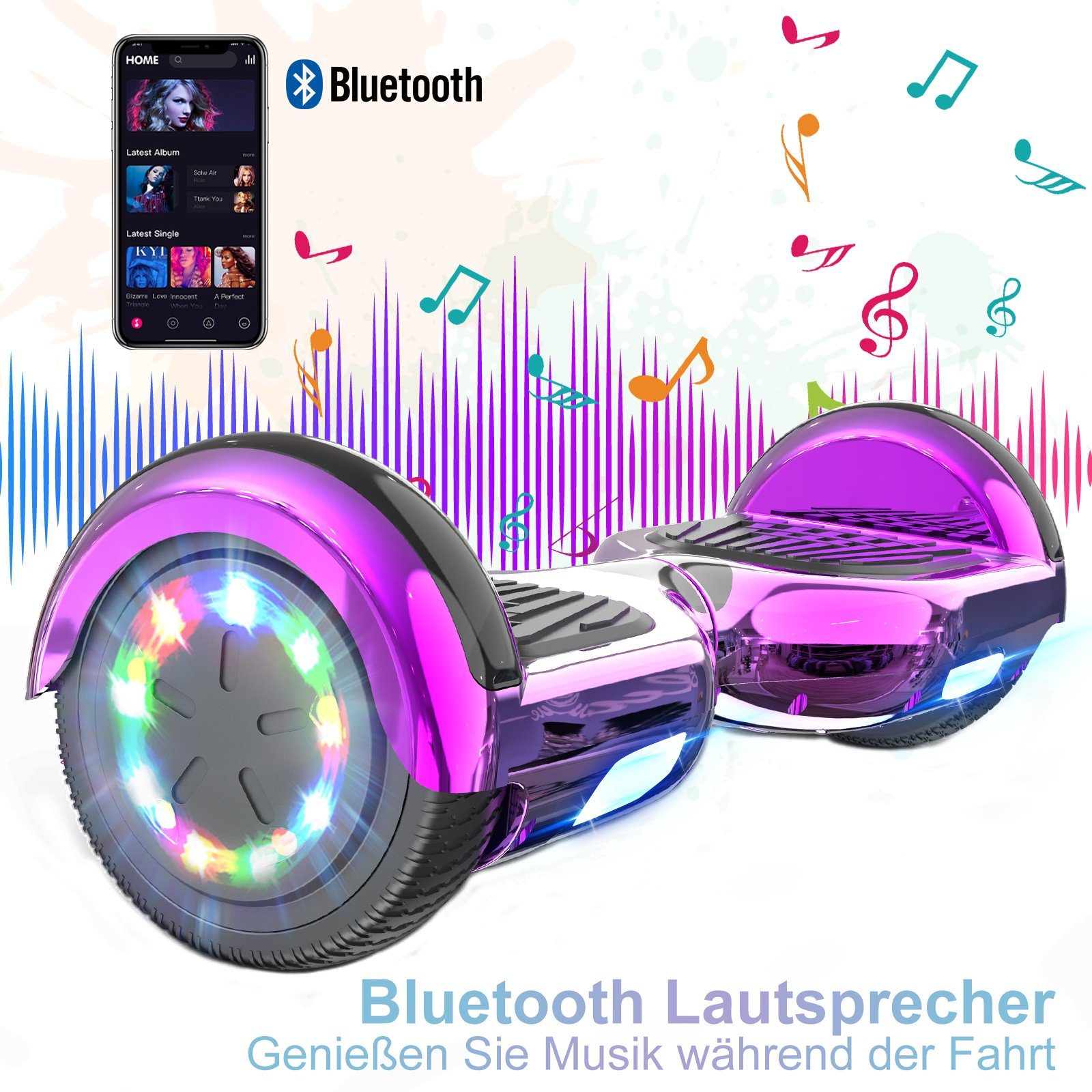 RCB Balance Scooter Kart Set, 6,5 Zoll Hoverboard mit Sitz für Kinder, Hoverboard mit Go-Kart, 120,00 W, 12,00 km/h, bis zu 10 km Reichweite, keine Straßenzulassung