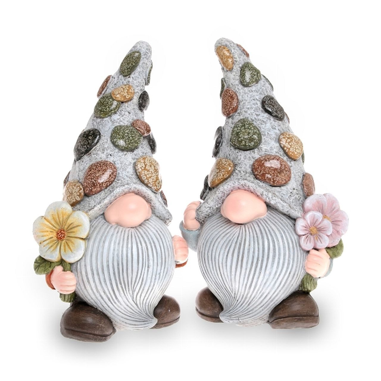 Dragimex Gartenfigur Wichtel 2 Modelle Creme/Grau Kieseldekor Magnesia 23,5 x 17,5 x 41 cm, (Spar Set, 2er-Set)
