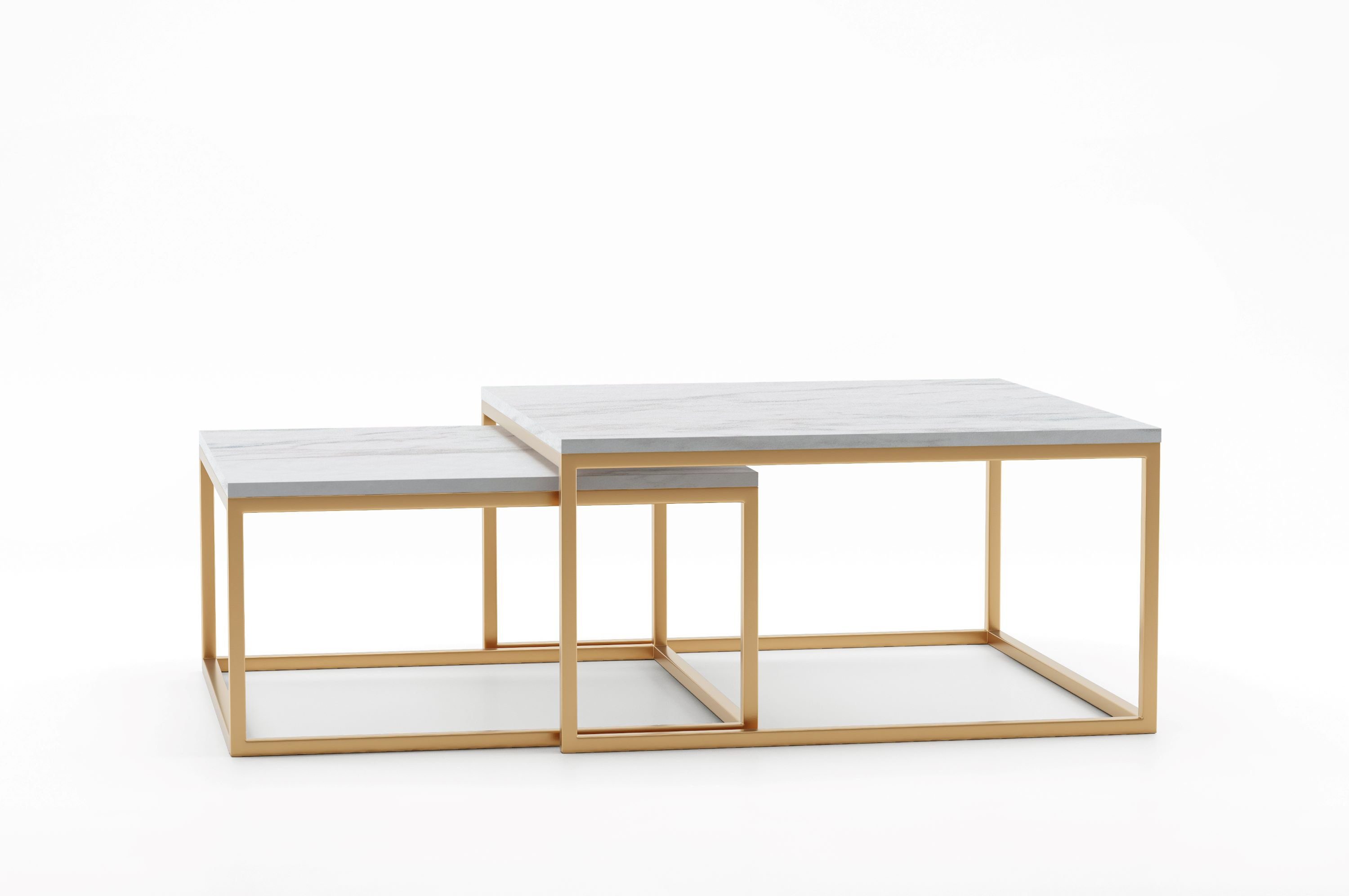 Tischplatte, Polini KAMPEN und Tisch Marmor, Couchtisch-Set Laminierte marmor/gold kratzfeste Couchtisch Home stoß- 2-teilig hitzebeständige,