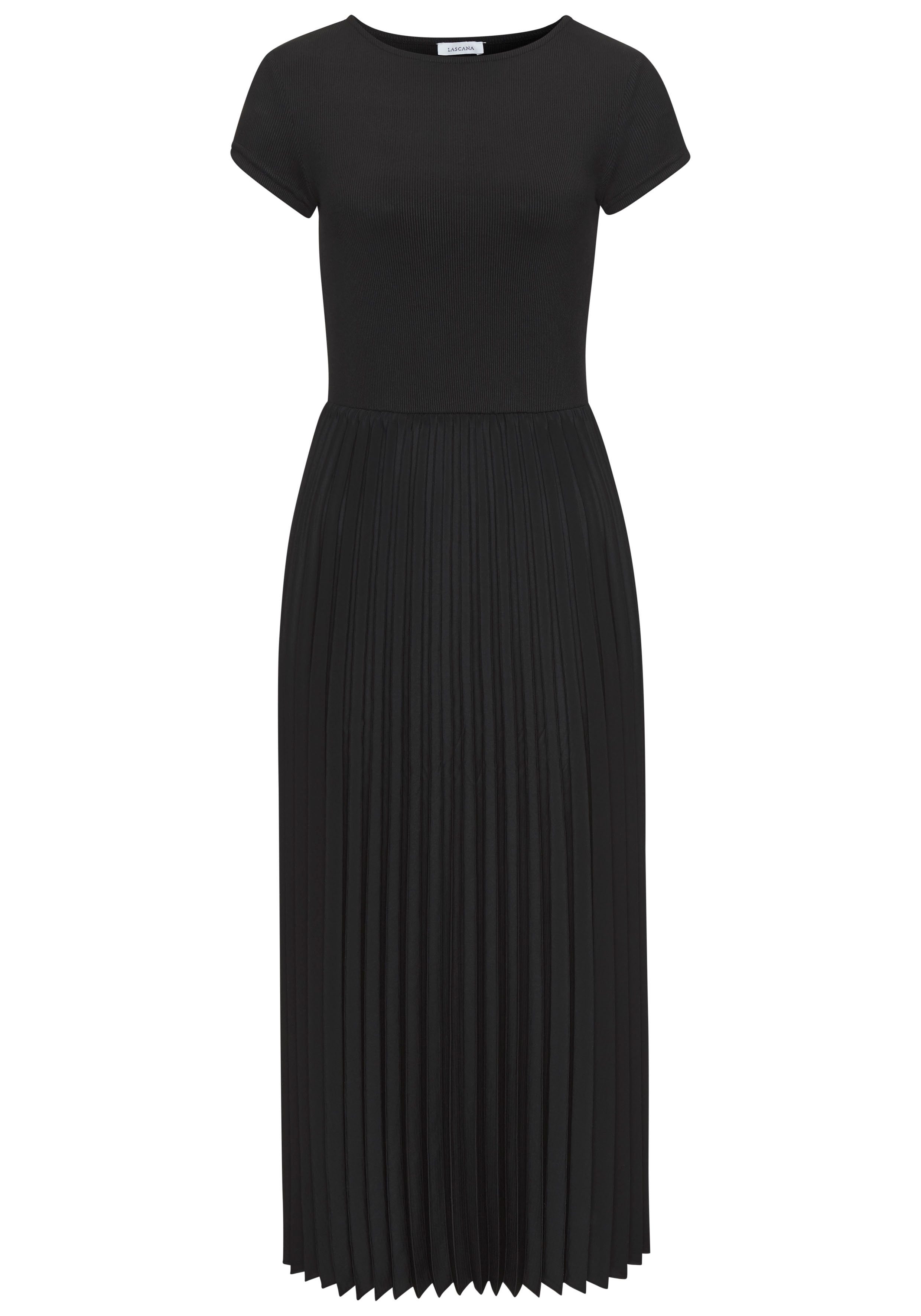 LASCANA Midikleid mit Plisseerockteil, Basic, modisch günstig online kaufen