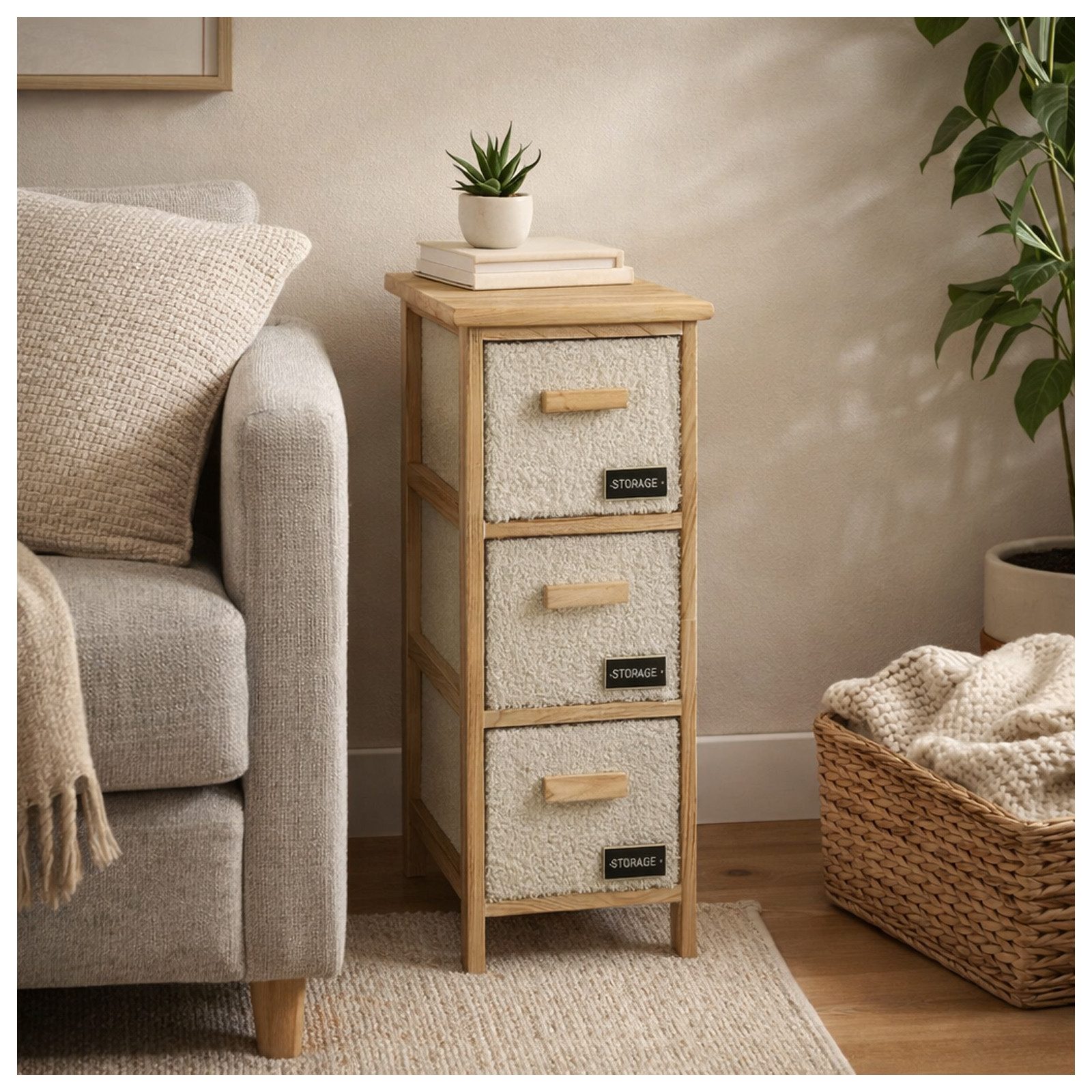 HTI-Living Kommode Kommode Melia schmal mit 3 Plüsch-Schubladen (Stück, 1 St., 1 Kommode)