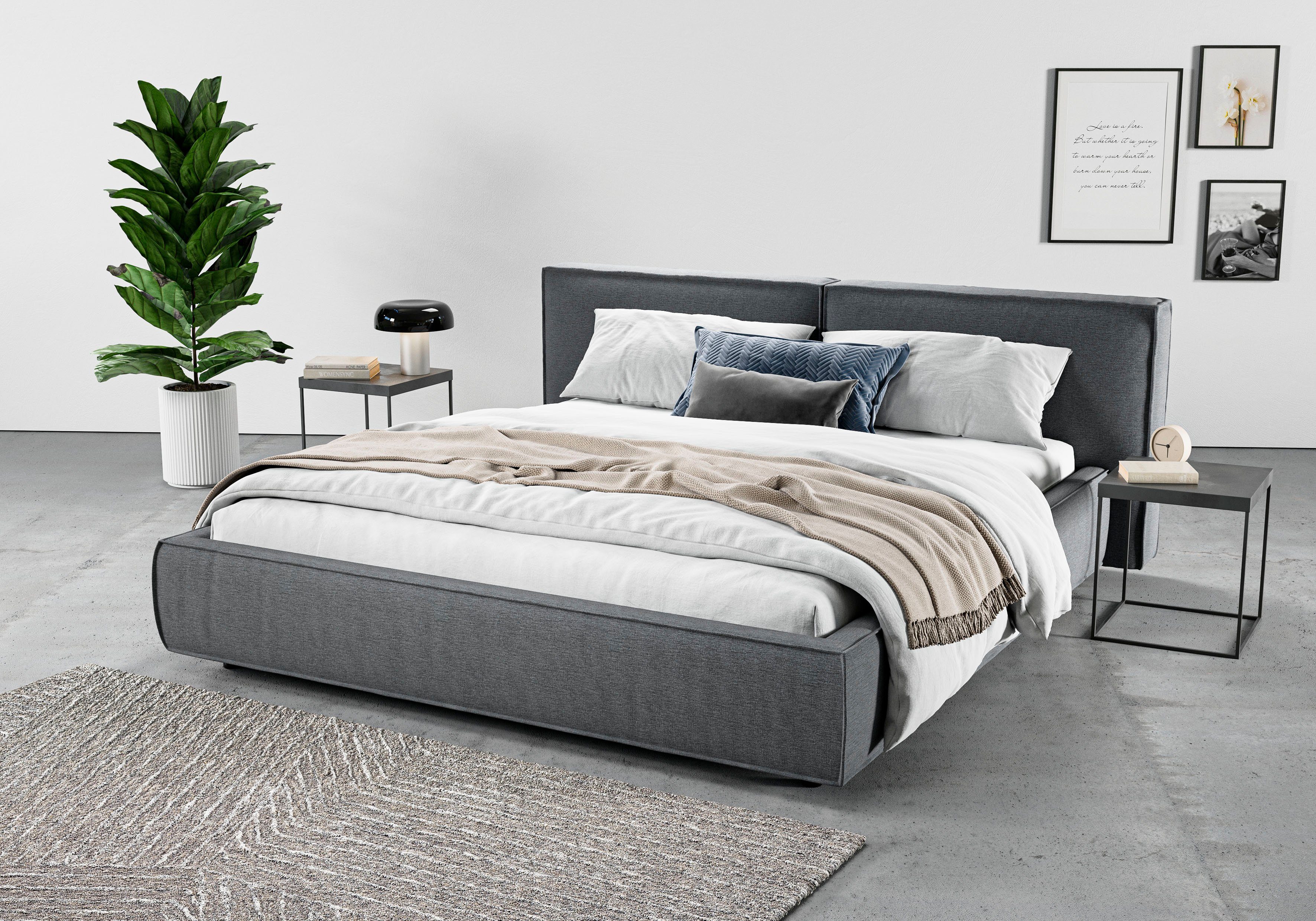 Home affaire Polsterbett Adrina mit Biesenoptik, Feincord und Luxus-Microfaser, bis 280kg, auch in Überlänge 220 cm, 4 Breiten bis 200cm