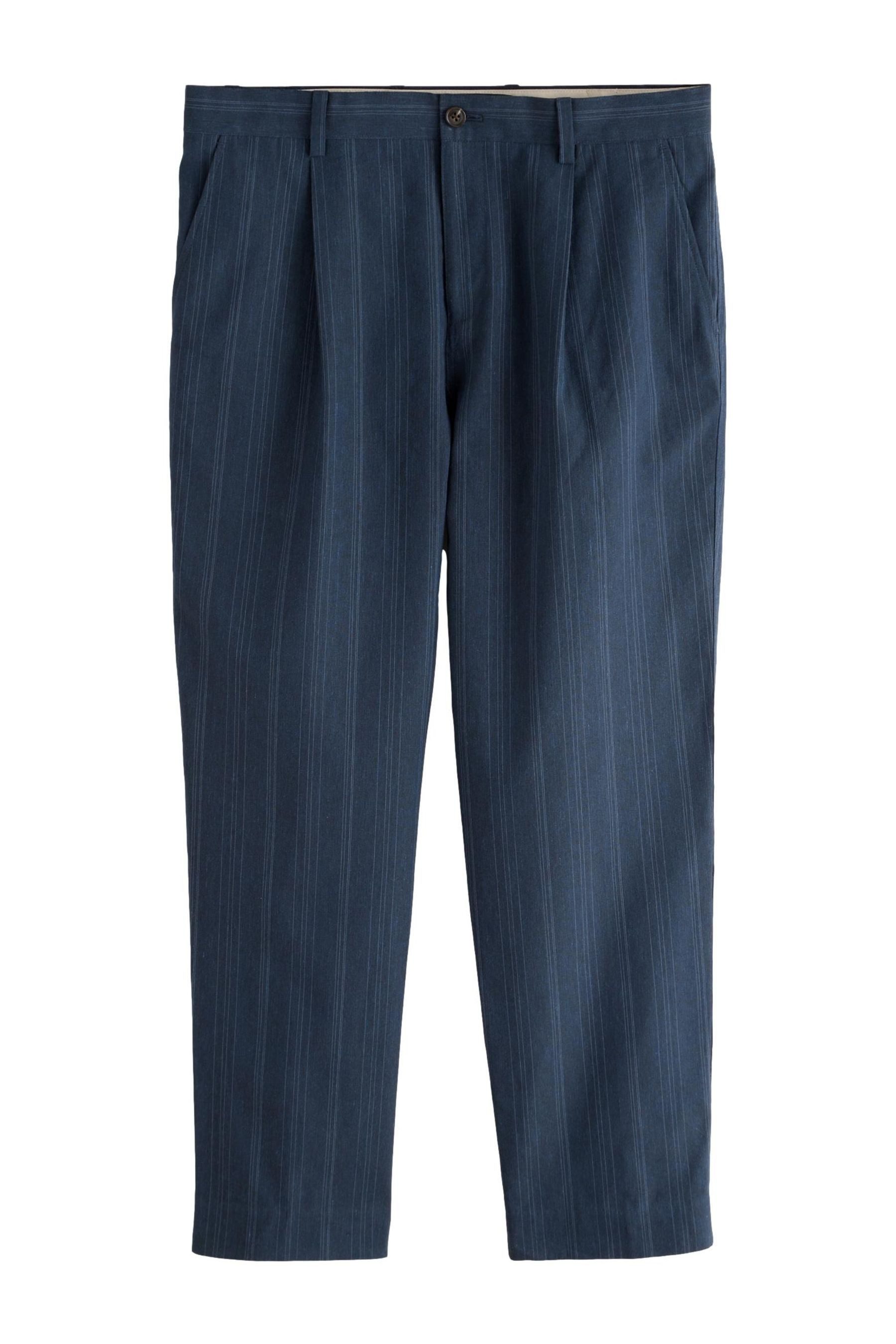Anzughose Relaxed Fit Anzughose aus Leinenmix mit Streifen