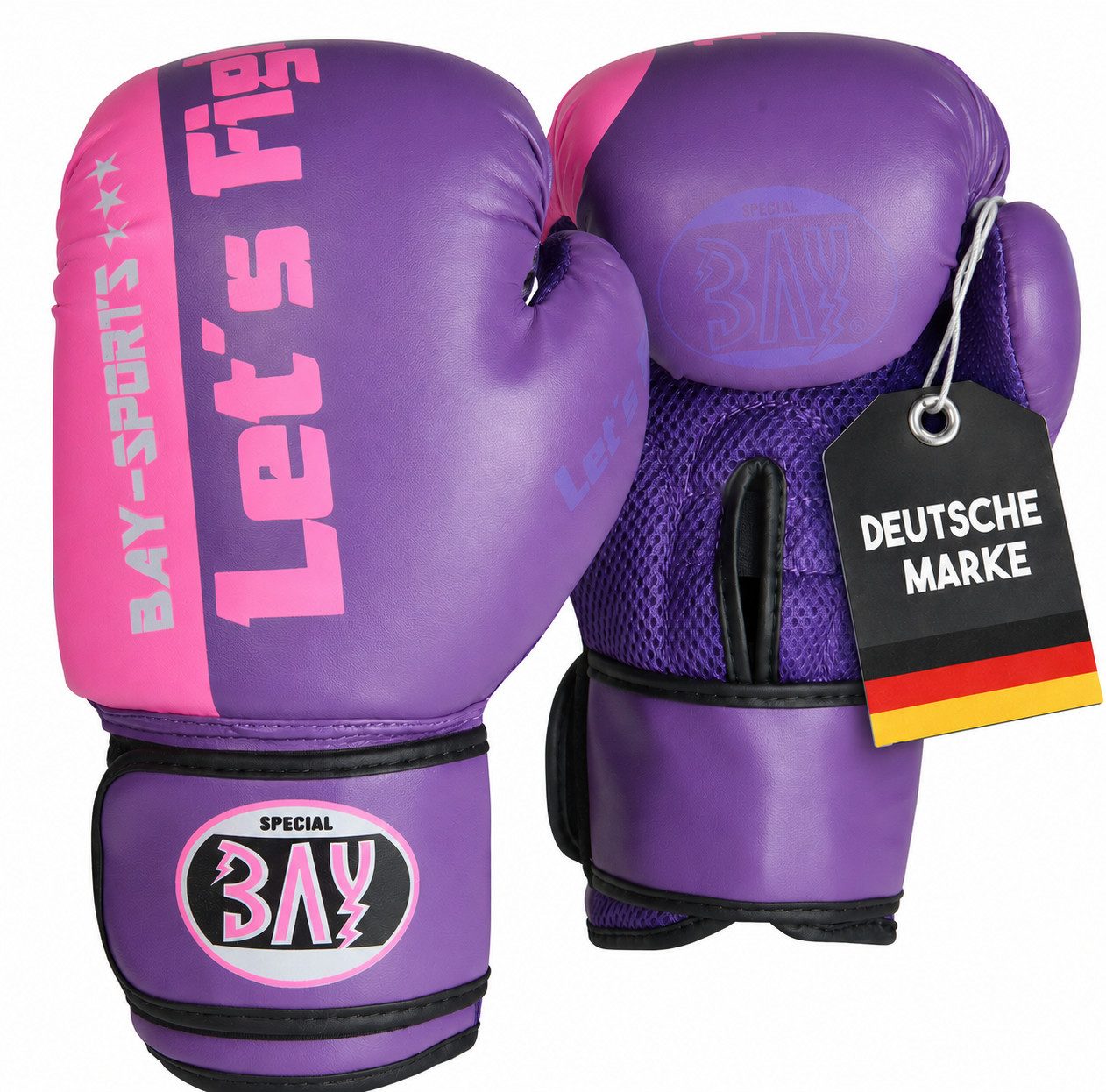 BAY-Sports Boxhandschuhe Let´s Fight Damen Edition lila violett pink rosa Box-Handschuhe Boxen (Paar, Klettverschluss), 8 und 10 Unzen, Kinder und Erwachsene