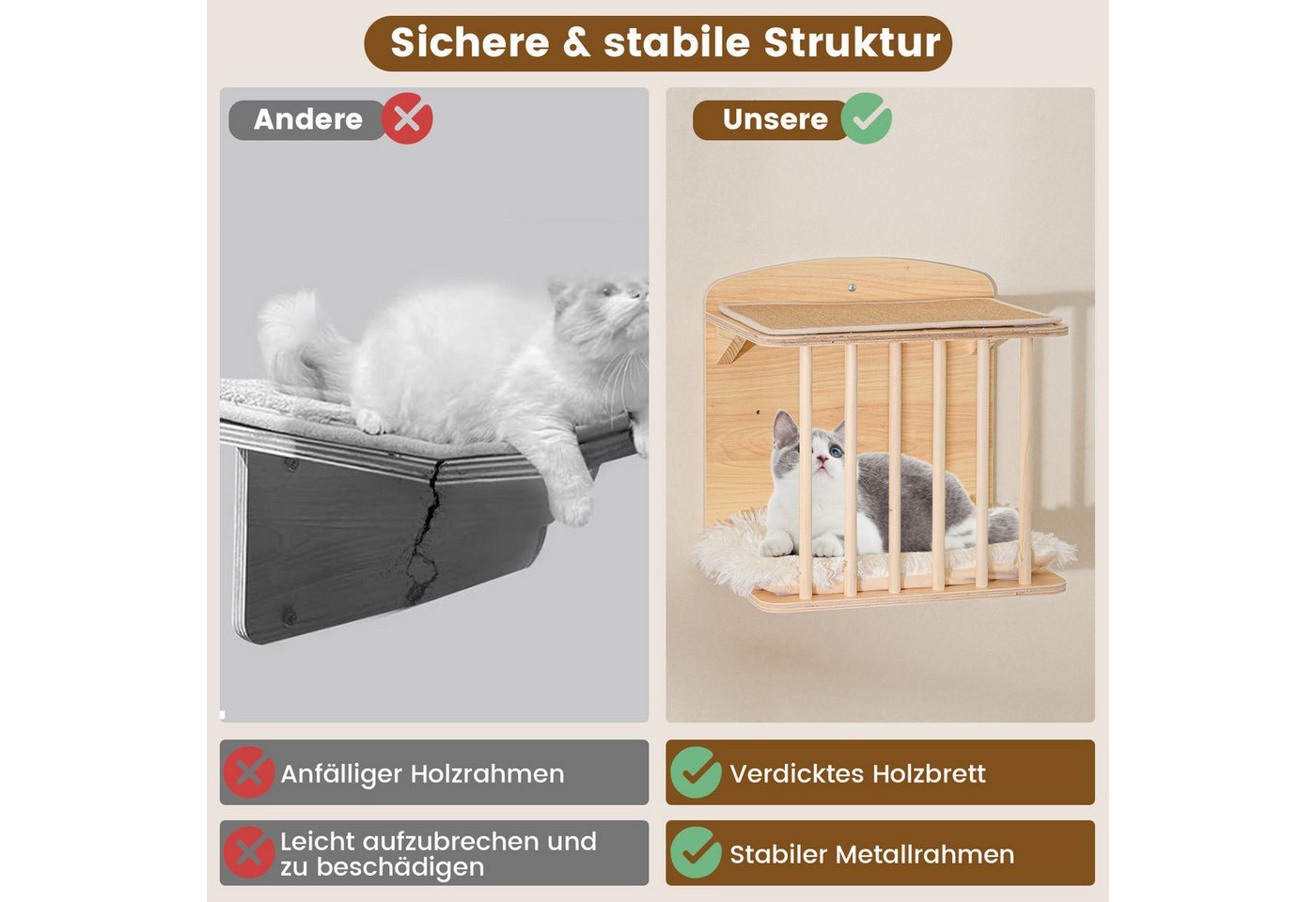 Thumbnail - KOMFOTTEU Kratzbaum, 4 in 1 Aktivitätskratzbäume mit 3-stufigem Kratzbaum