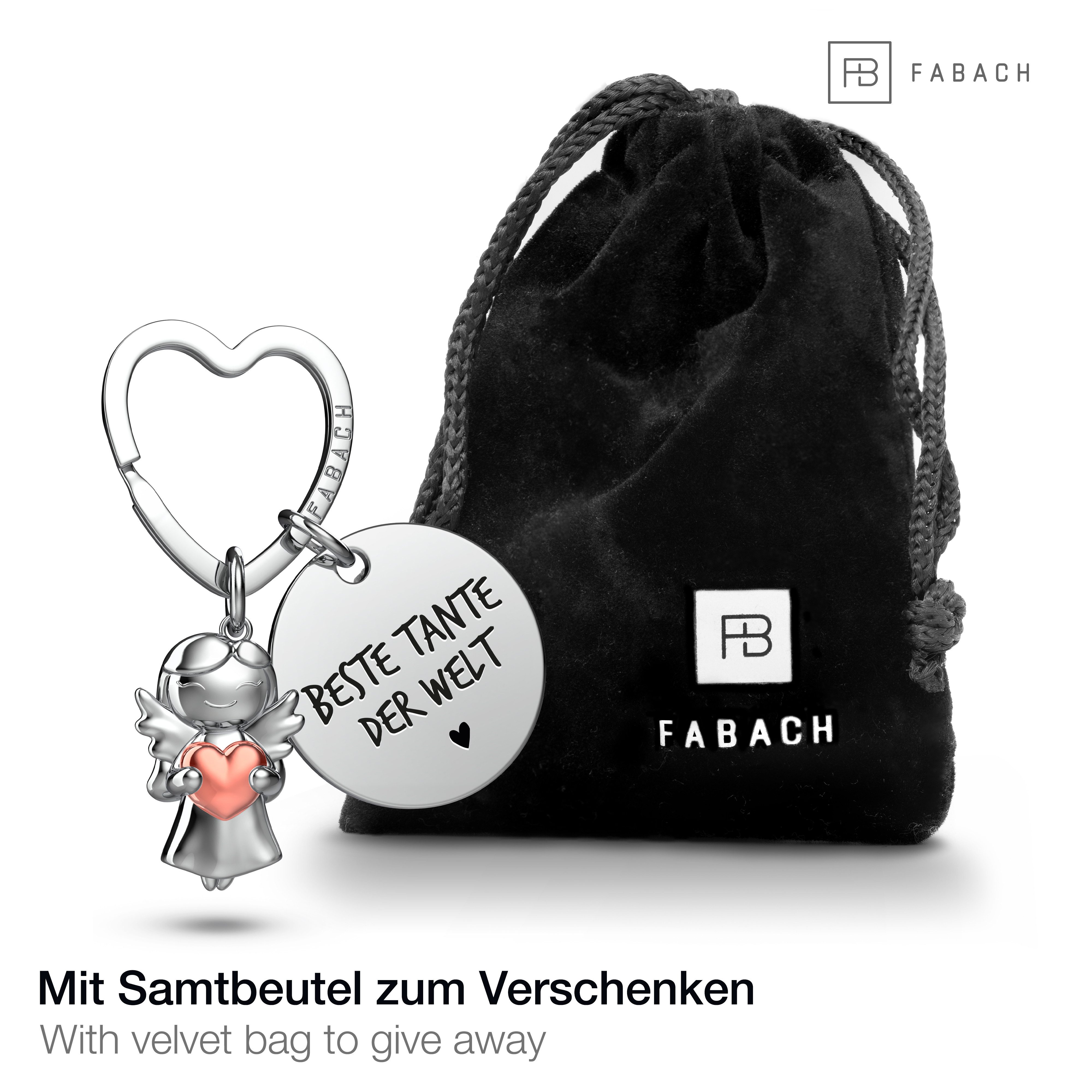 FABACH Schlüsselanhänger Schutzengel Star in Charms Größe mit Gravur "Beste Tante" – Bild 2 von 5
