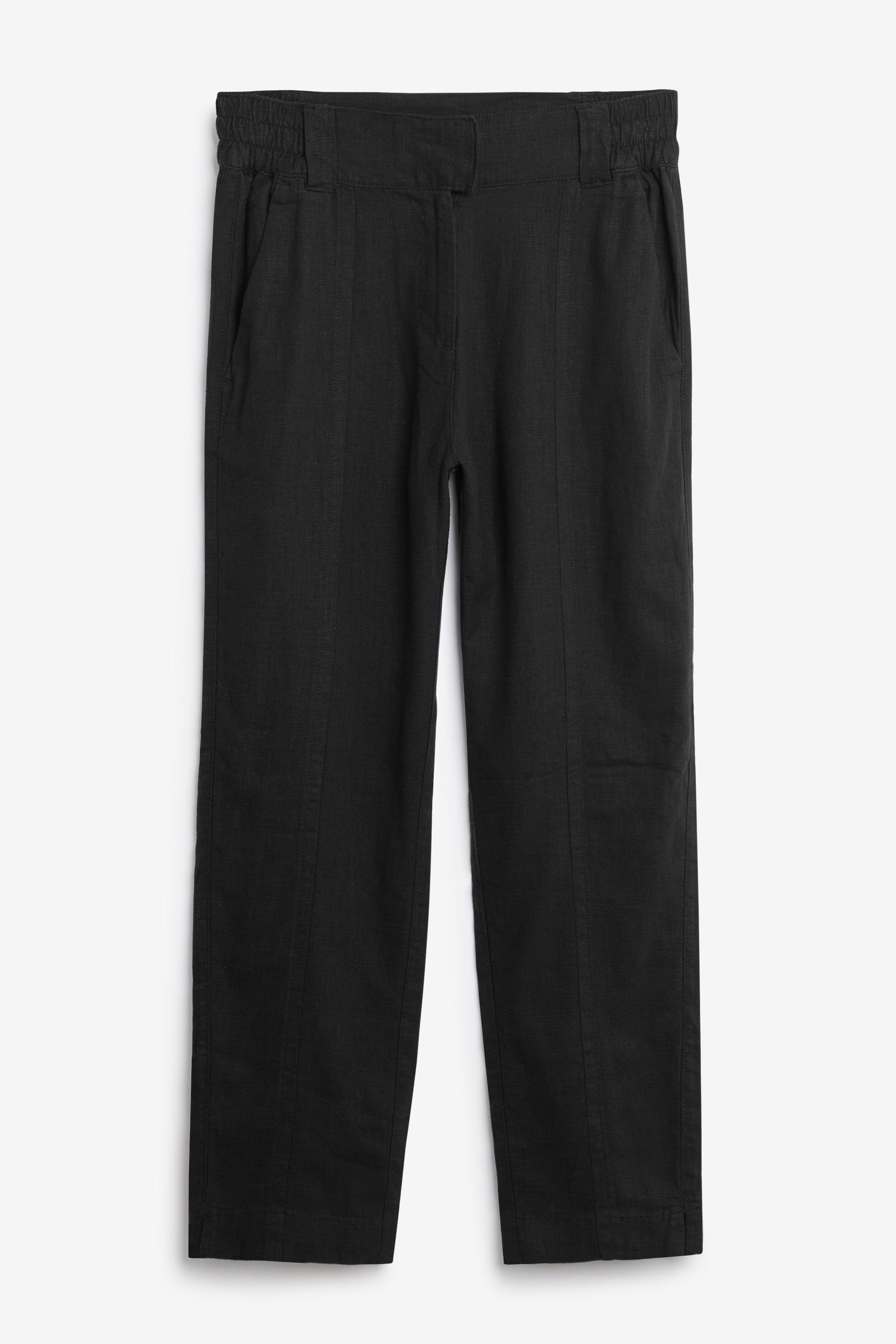 Next Stoffhose Röhrenhose aus Leinengemisch (1-tlg) Black