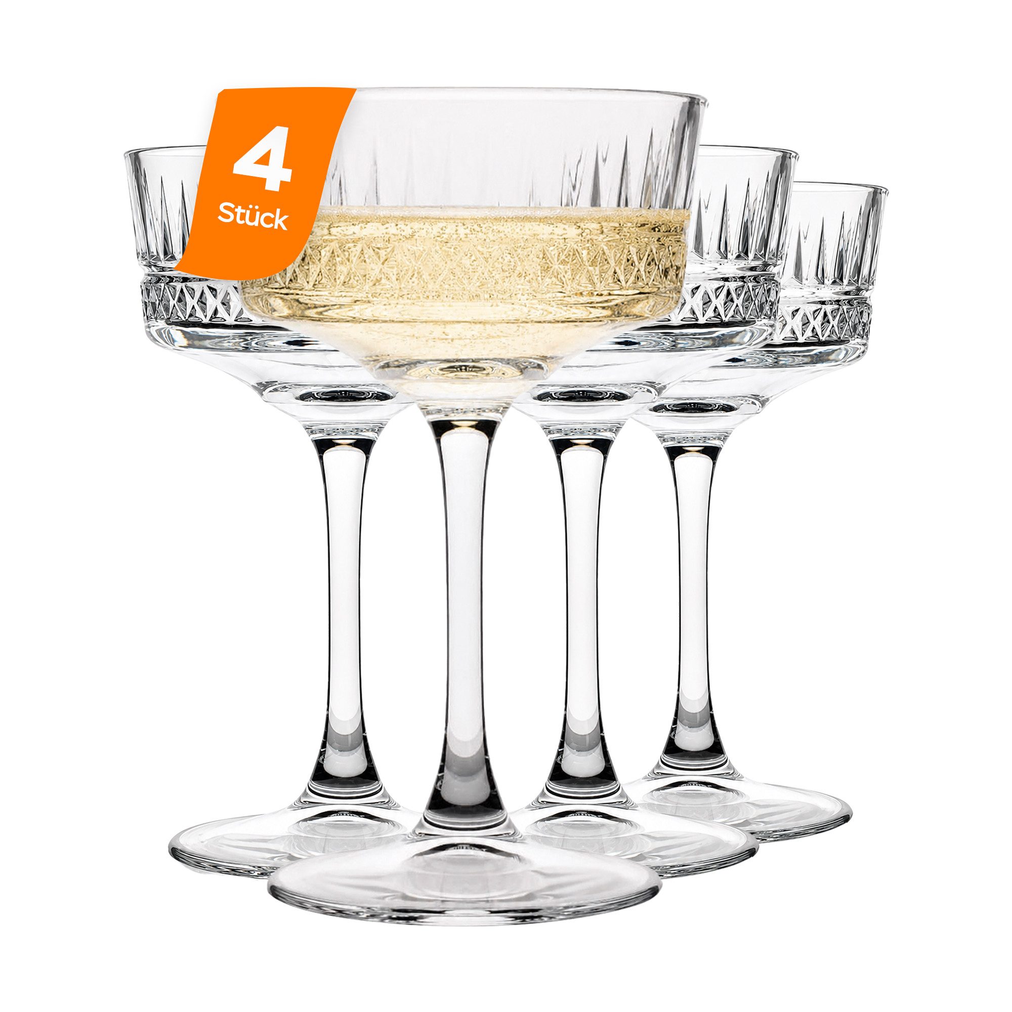 Pasabahce Sektglas, 4-tlg., Glas, Montessori-inspirierte Eleganz für stilvolles Servieren