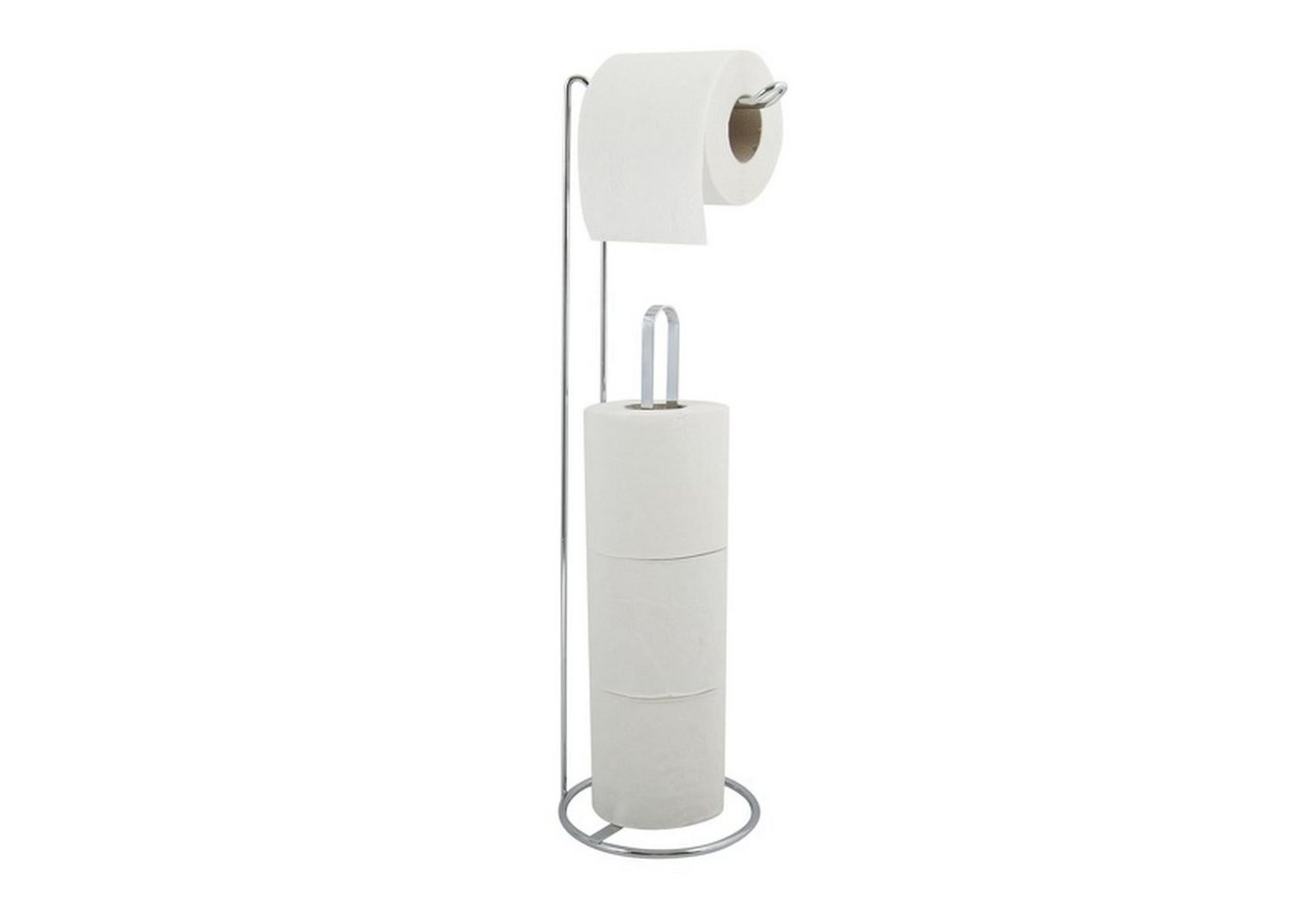 MSV Toiletten-Ersatzrollenhalter AMY, Stahl verchromt, kombinierter Toilettenpapierhalter und Ersatzrollenhalter - für bis zu 3 Ersatzrollen, edle Hochglanz-Optik, silber