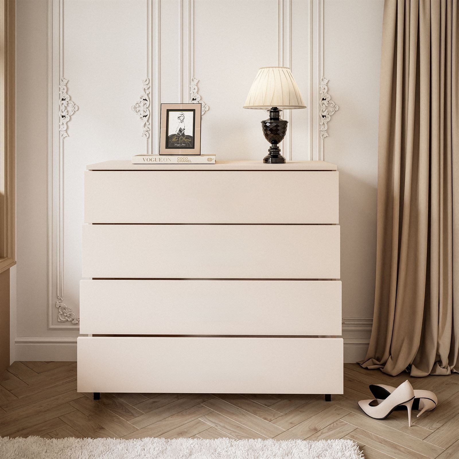 Lookway Kommode LINA KASCHMIR 4S mit LED Beleuchtung, 95x40x86 cm – Bild 4 von 5