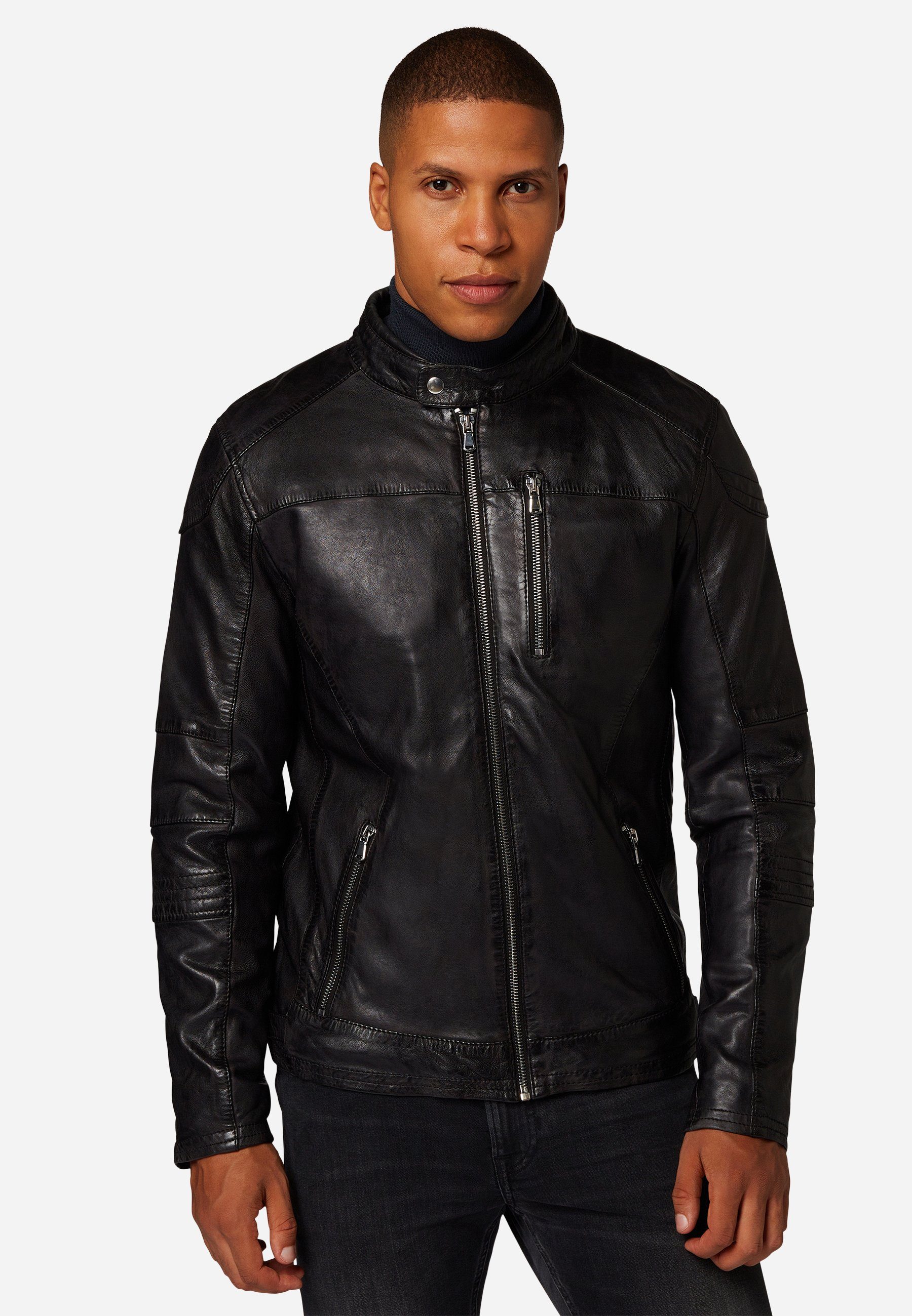 Lederjacke Leder Lamm hochwertiges Schwarz Josh RICANO