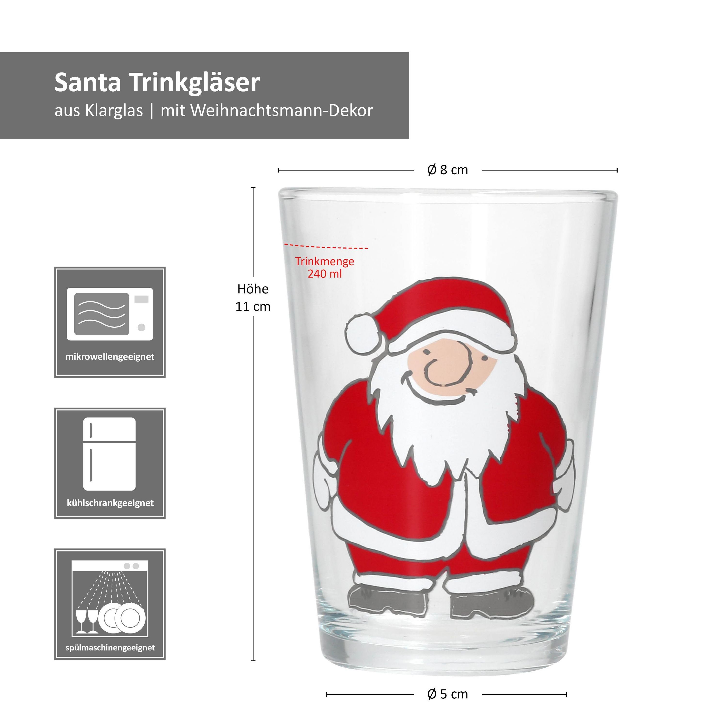 Glas Tee-Glas, 240ml Santa Ritzenhoff Ritzenhoff H11cm Breker Glühwein-Gläser 2x Glas Winter &