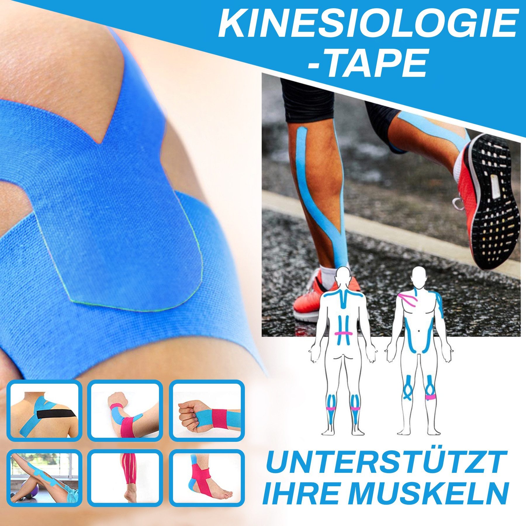 P-Beauty Cosmetic Accessories Kinesiologie-Tape Sporttape Physiotape Fix Bandage 5m x 5cm Wasserfest Latexfrei